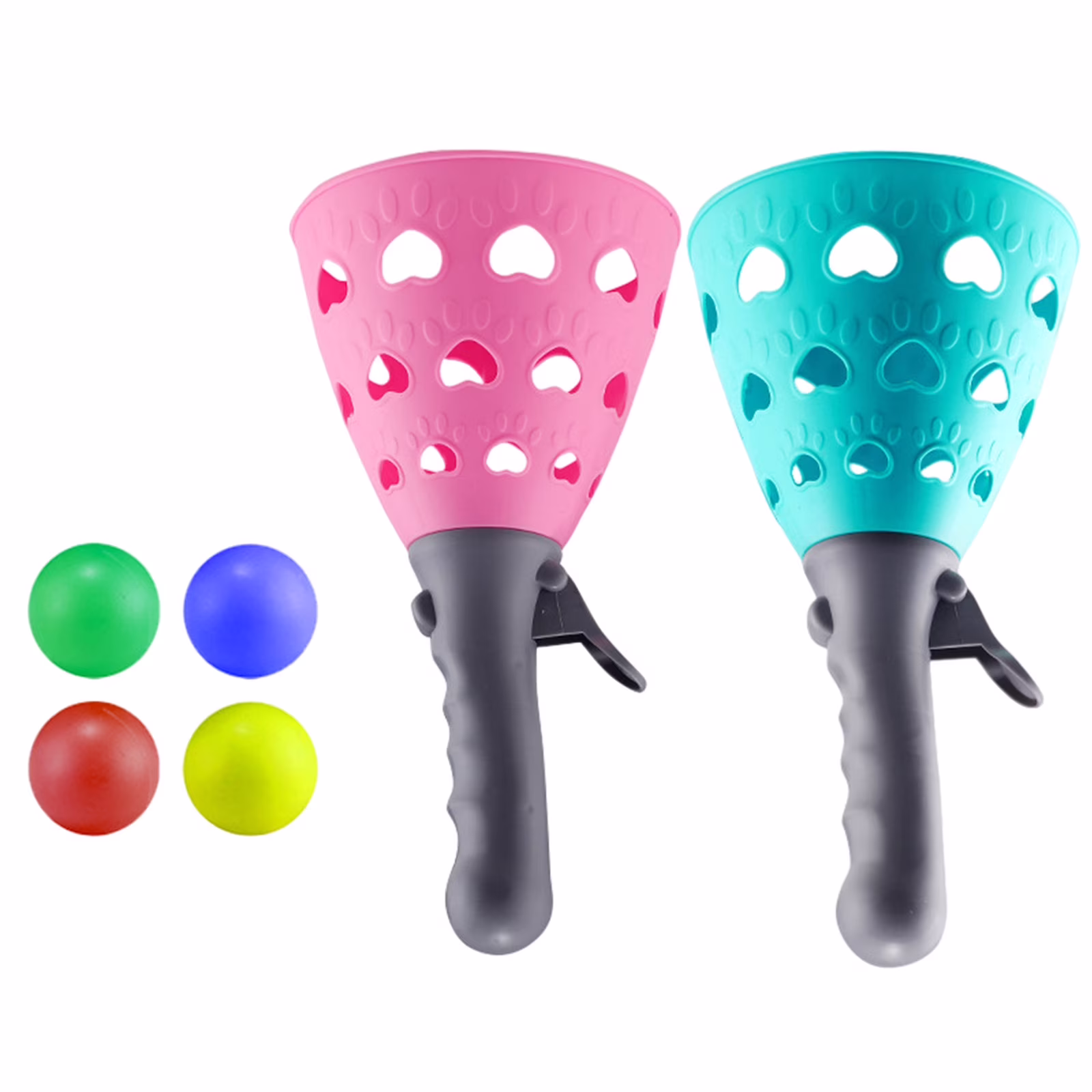 Pop and Catch Ball Game with 4 Balls and 2 Catch Launcher Baskets - Outdoor Indoor Game Activities, Easter Basket Stuffers Gifts Beach Sport Summer Beach Toys