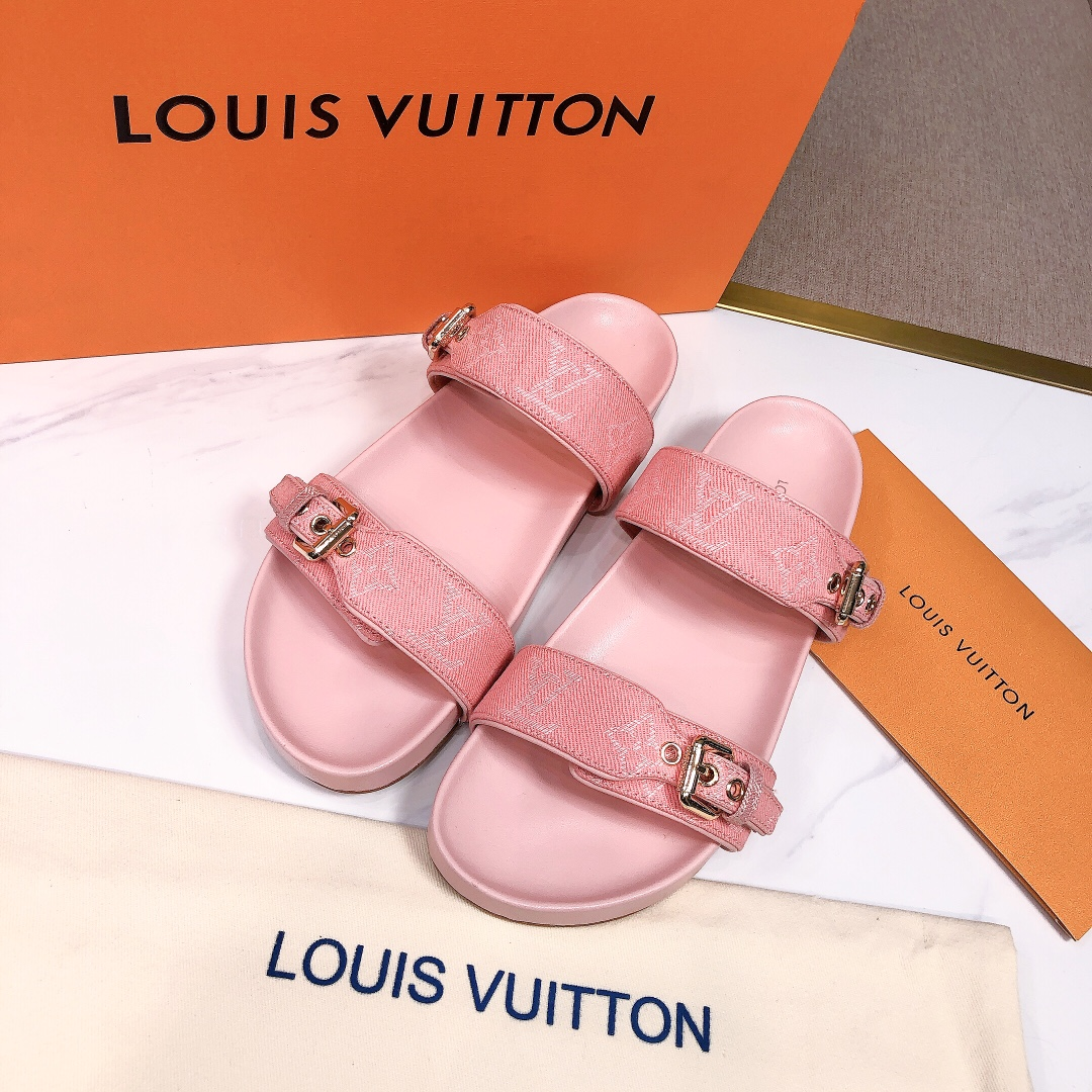 Louis Vuitton LV Bom Dia Flap Mule Leather Slide Sandals