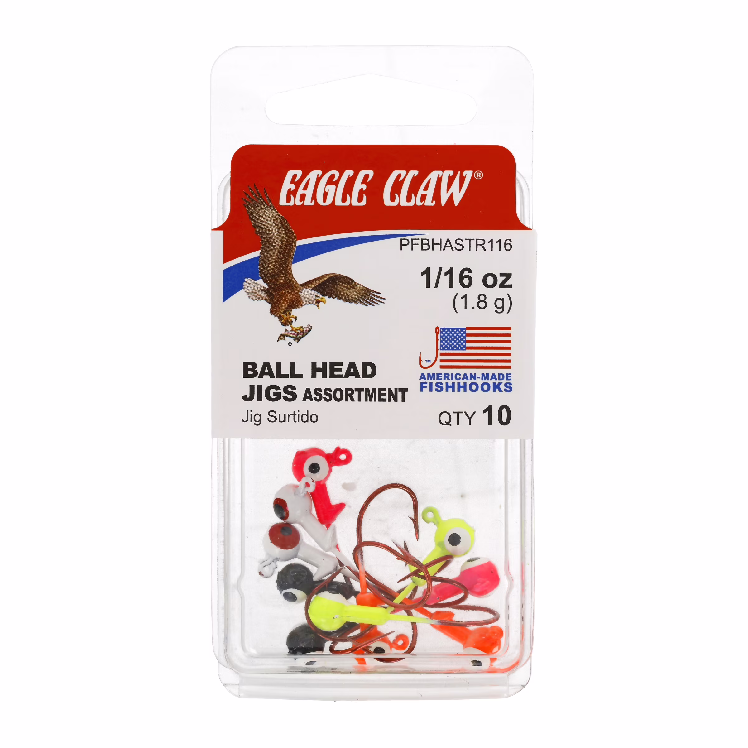 Eagle Claw Ball Head 1/16 Oz, Asst, Red Hook