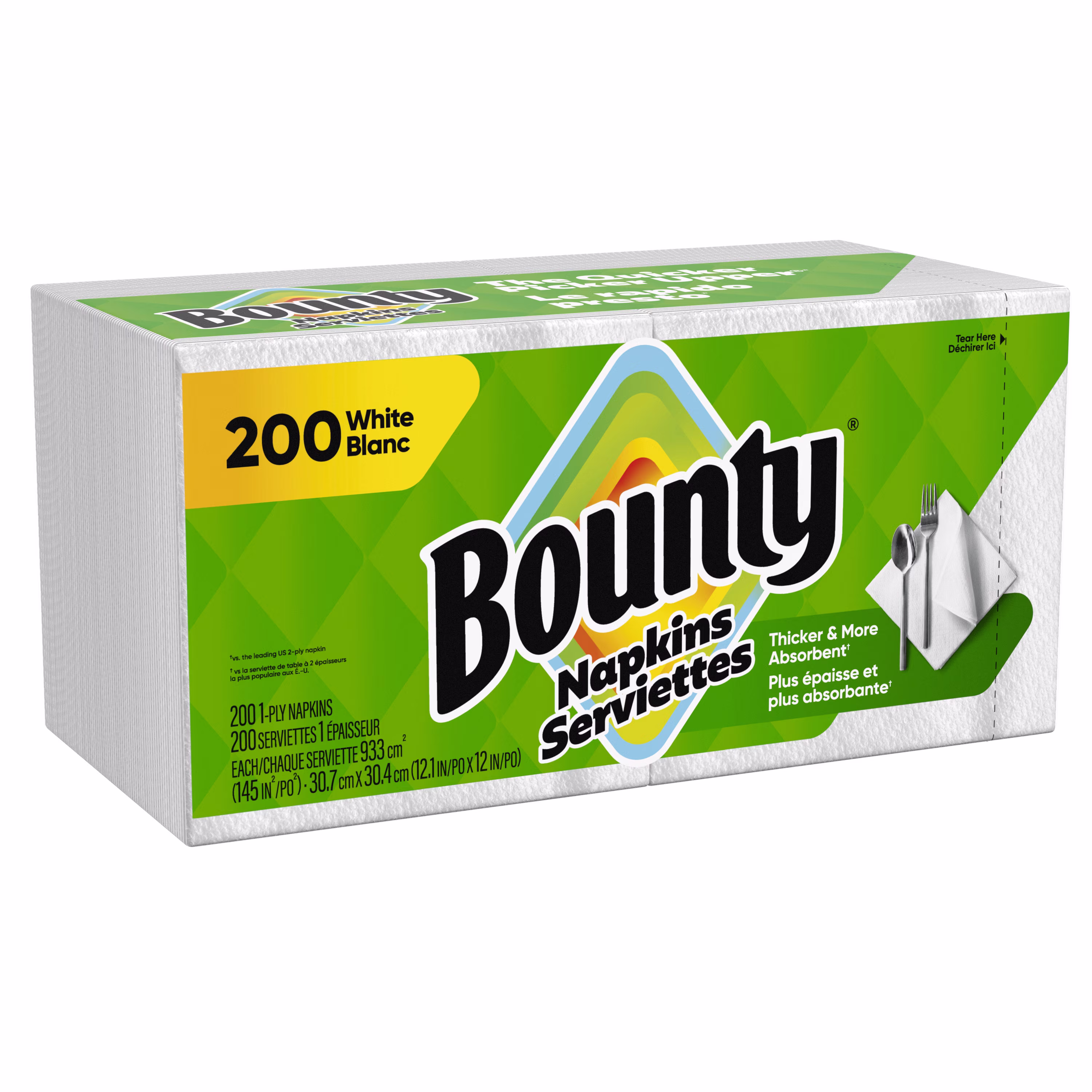 Bounty Paper Napkins, White, 200 Count
