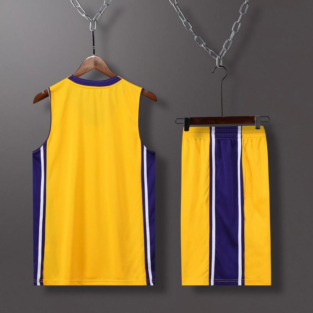 Lakers classic V-neck basketball jersey yellow suit（Customizable name and number）