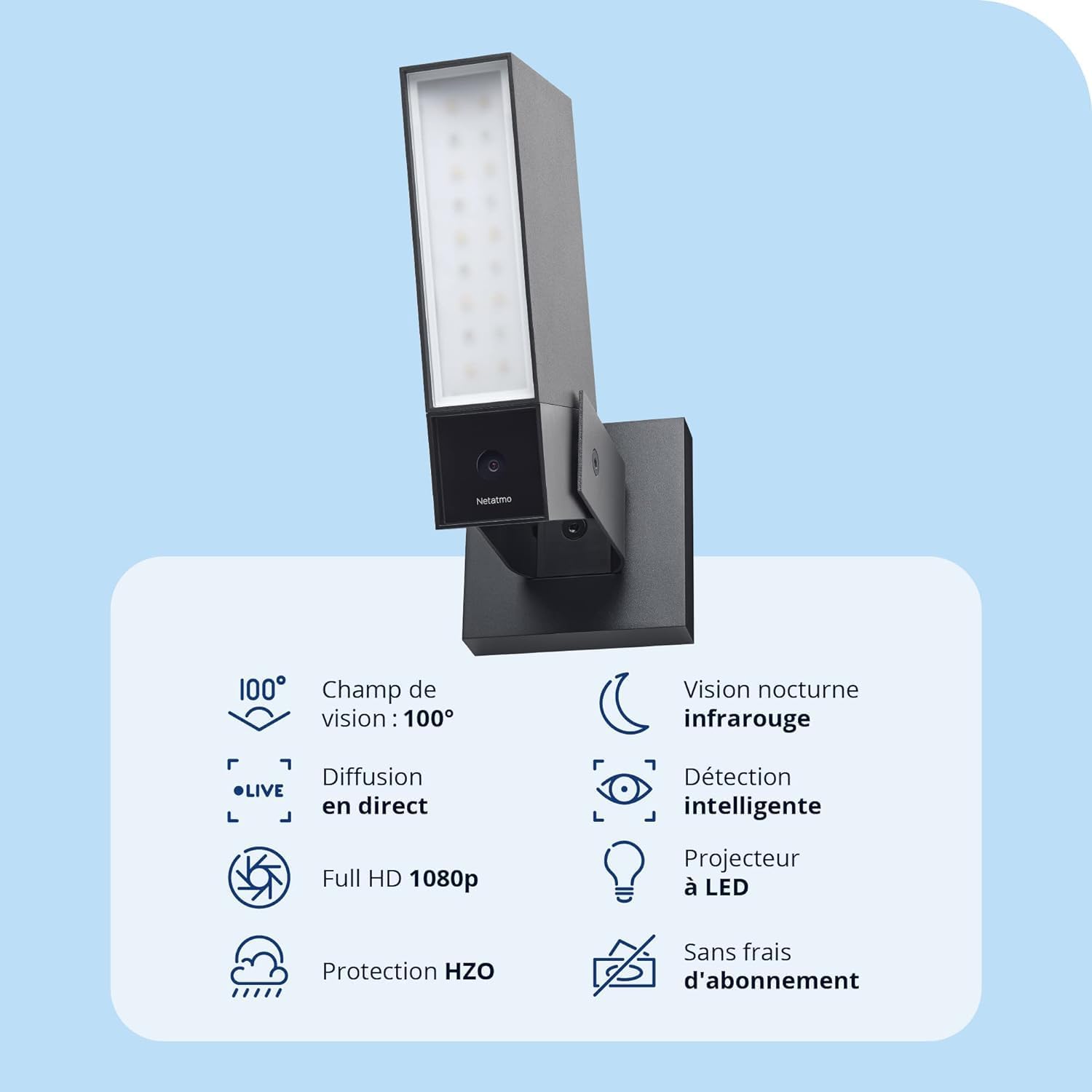 Pack 2 caméras extérieures éclairage intégré détection personnes 1920p WiFi aluminium noir NBU-2-NOC-AMZ