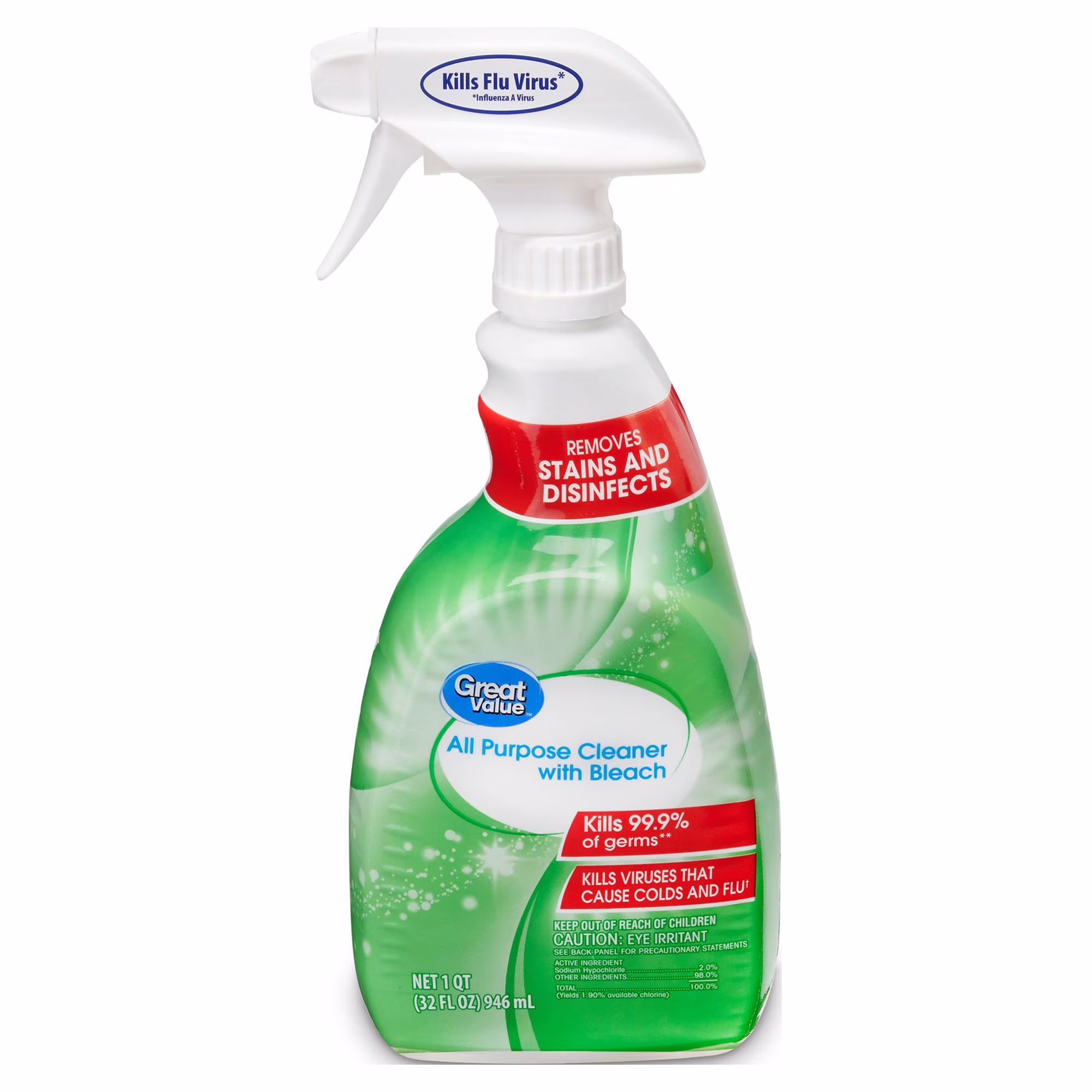 Great Value All Purpose Cleaner with Bleach Spray, 32 fl oz
