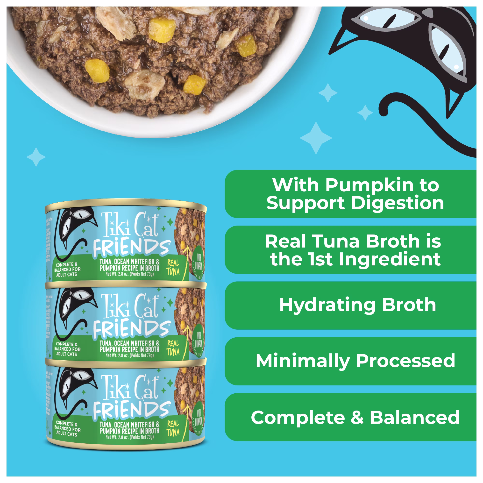 Tiki Cat Friends Tuna, Ocean Whitefish & Pumpkin, 2.8 oz. Can
