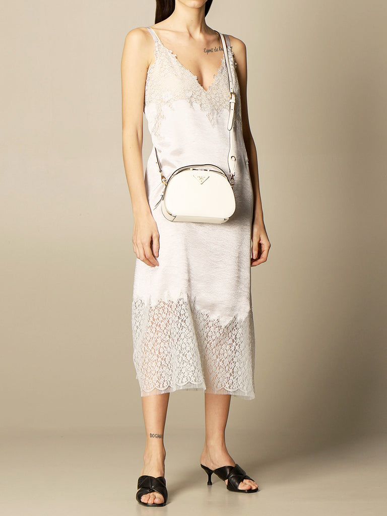 Prada Saffiano Leather Odette Bag in White