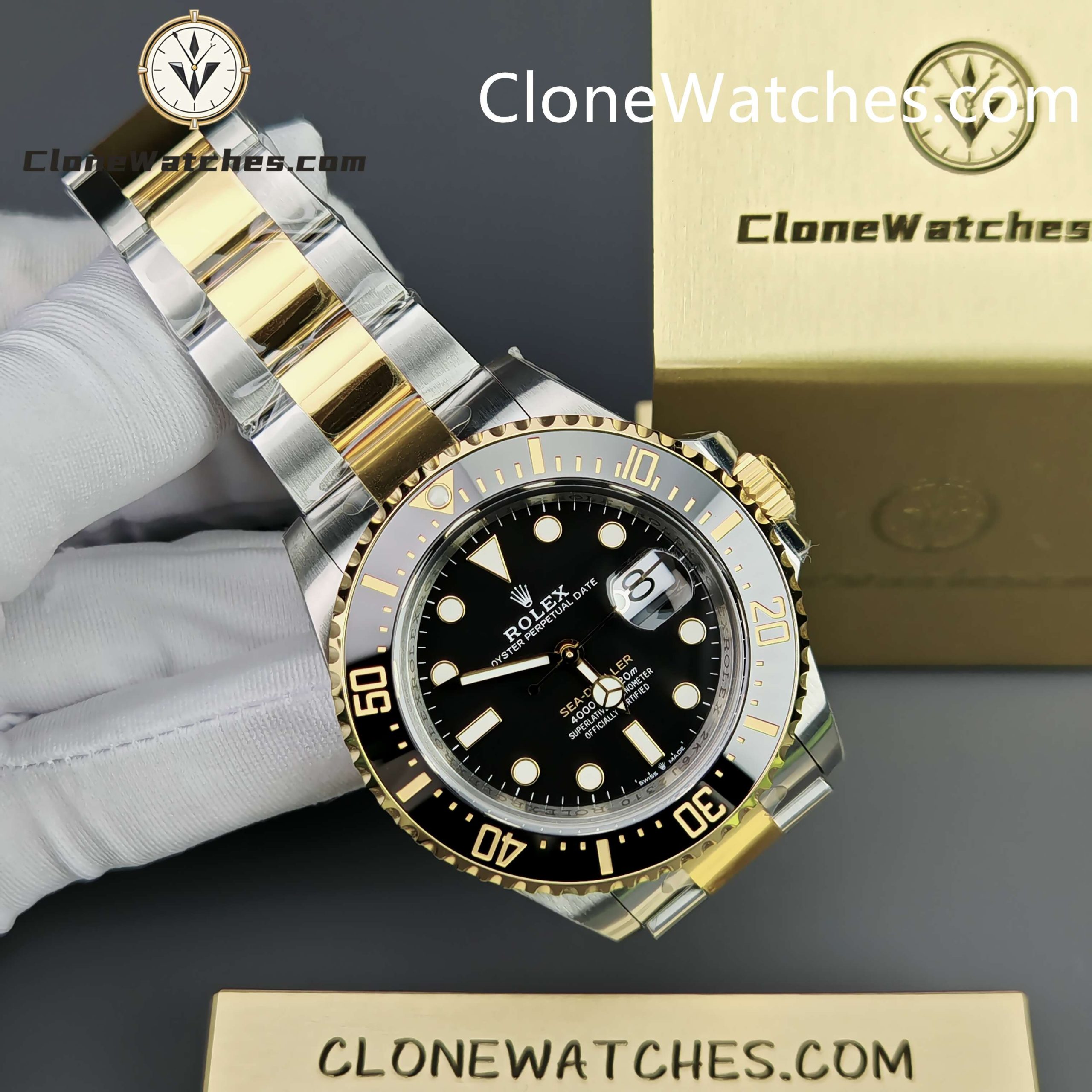 Rolex Super Clone Watches 1:1 Sea Dweller Yellow Gold Black Dial 126603 3235 Movement