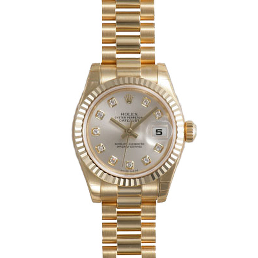 Rolex Lady-Datejust 26 Silver Dial 18K Yellow Gold President Automatic Ladies Watch 179178SDP（Lifetime free warranty+90-days replacement service & Refund!.）