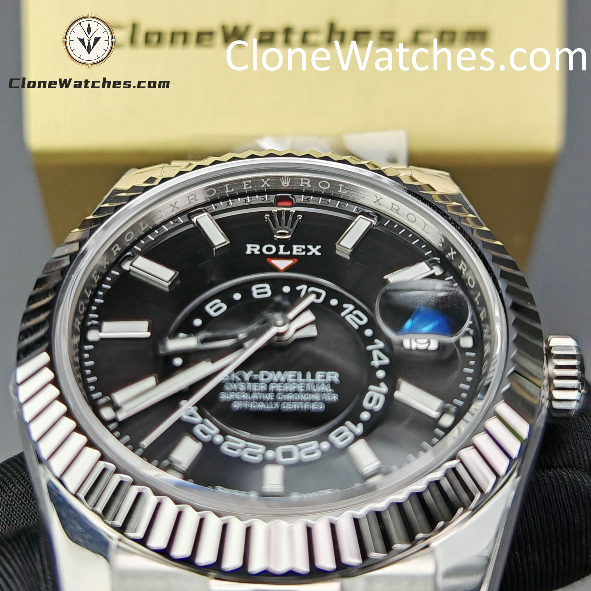 Rolex Super Clone Watches 1:1 Sky Dweller Black Dial Jubilee M336934 9002 Movement