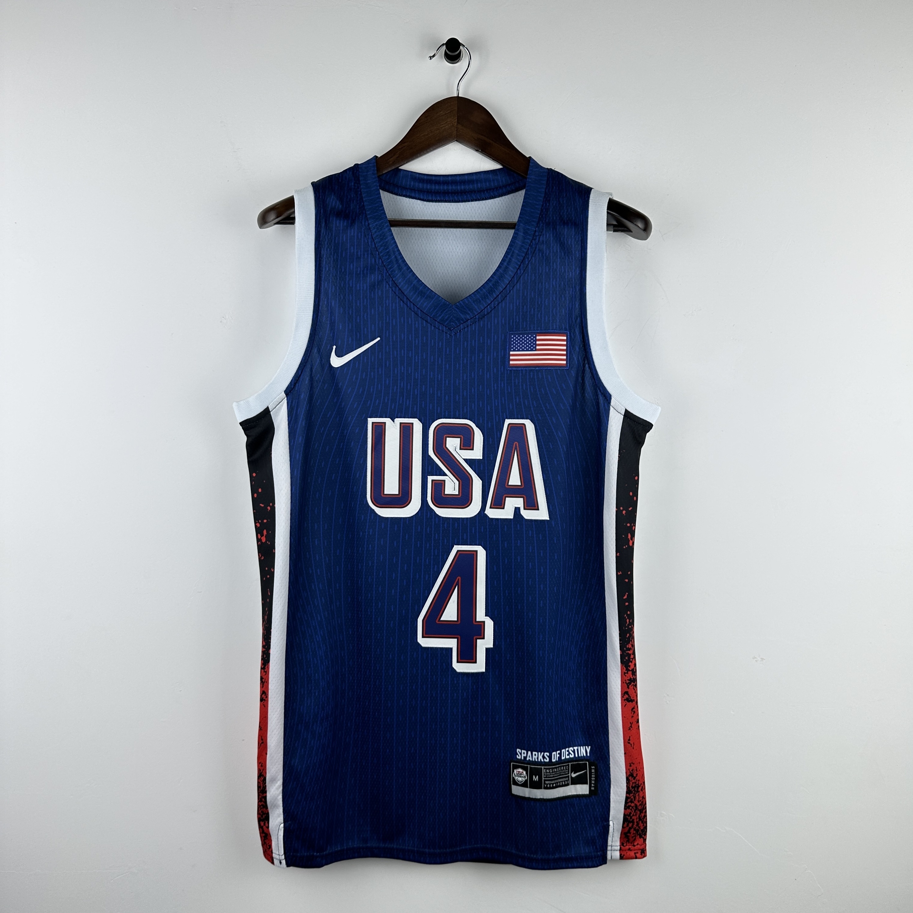 Embroidered 24th season USA team navy blue No. 4 Curry