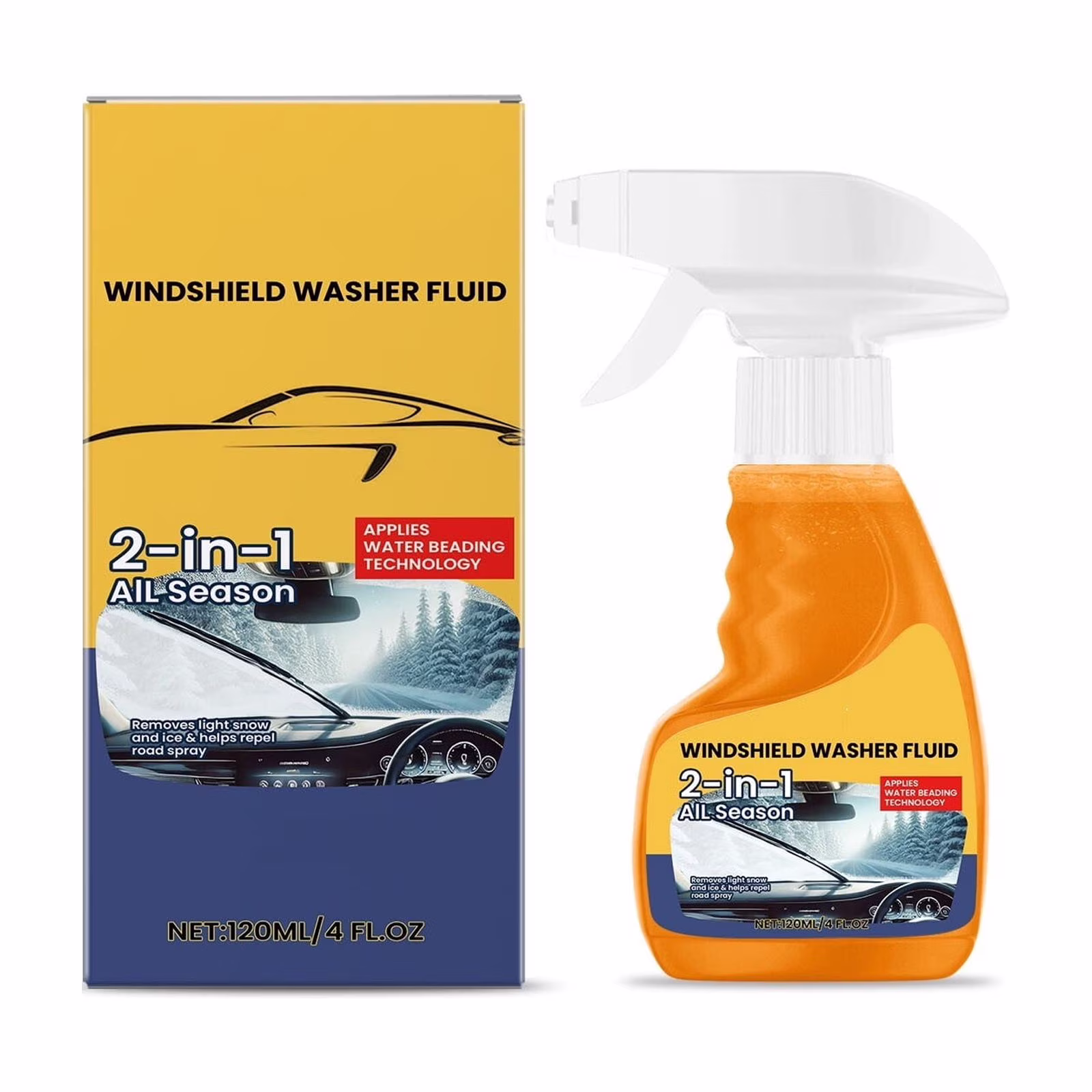 Ohmyroo Windshield Washer Fluid, 4.0 Ounce Auto Glass Cleaning Agent, Deep Decontamination Spray For Rain Repellent