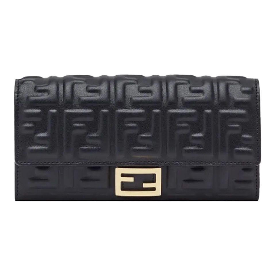 Fendi baguette3d texture leather wallet