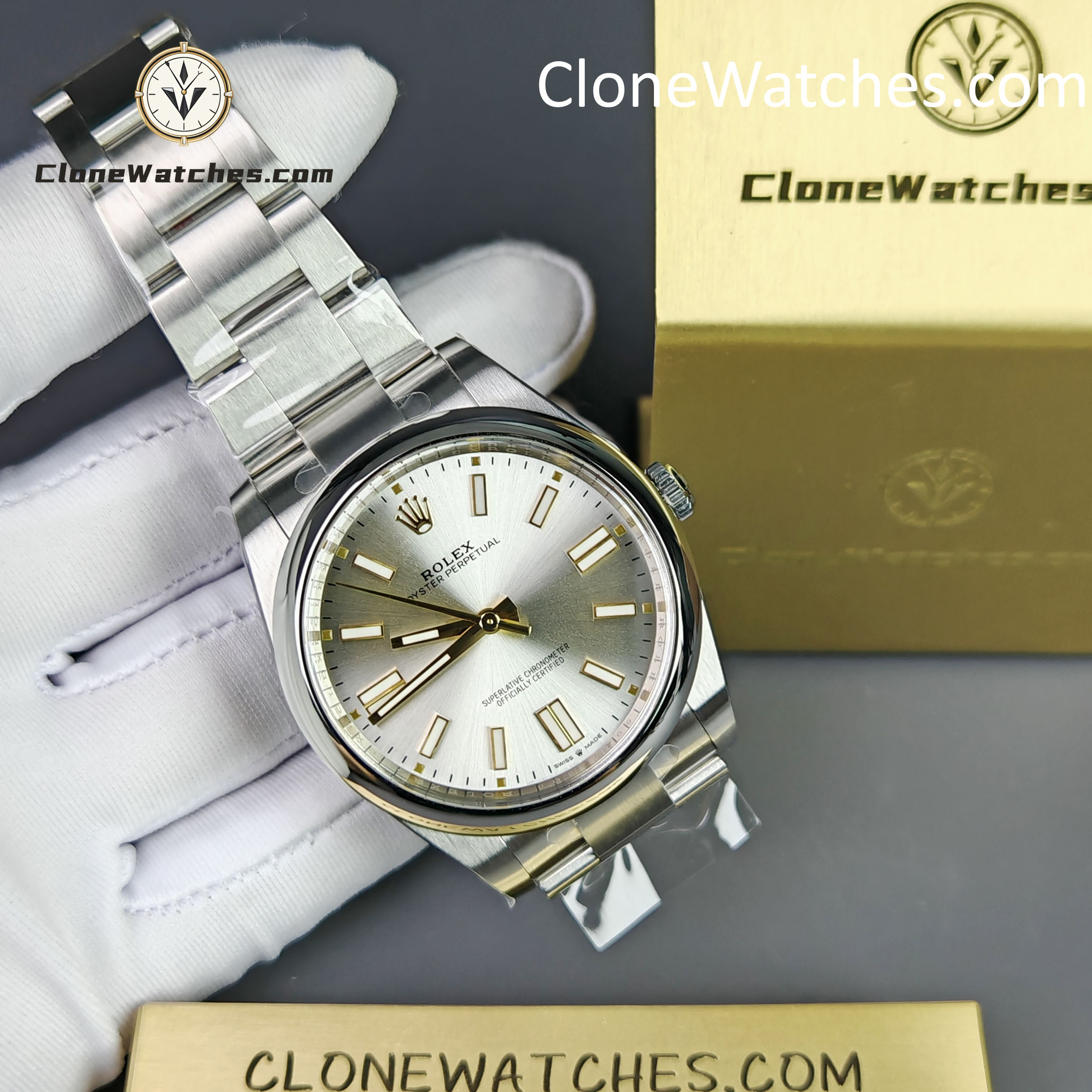 Rolex Super Clone Watches 1:1 Oyster Perpetual Silver Dial 41mm m124300-0001 3230 Movement