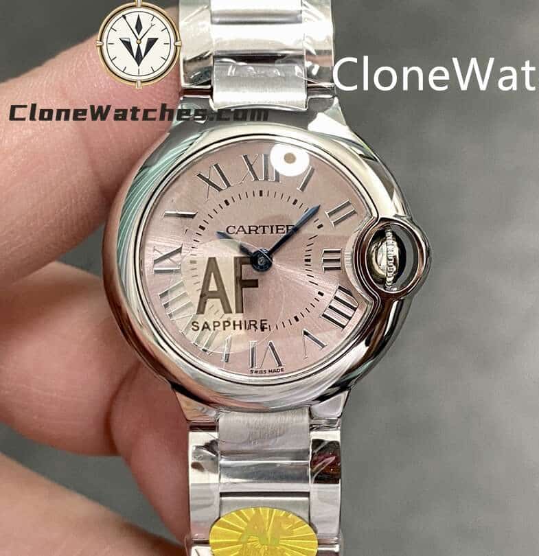 Cartier Super Clone Watches 1:1 Ballon Bleu de W6920038 Pink Dial 28mm