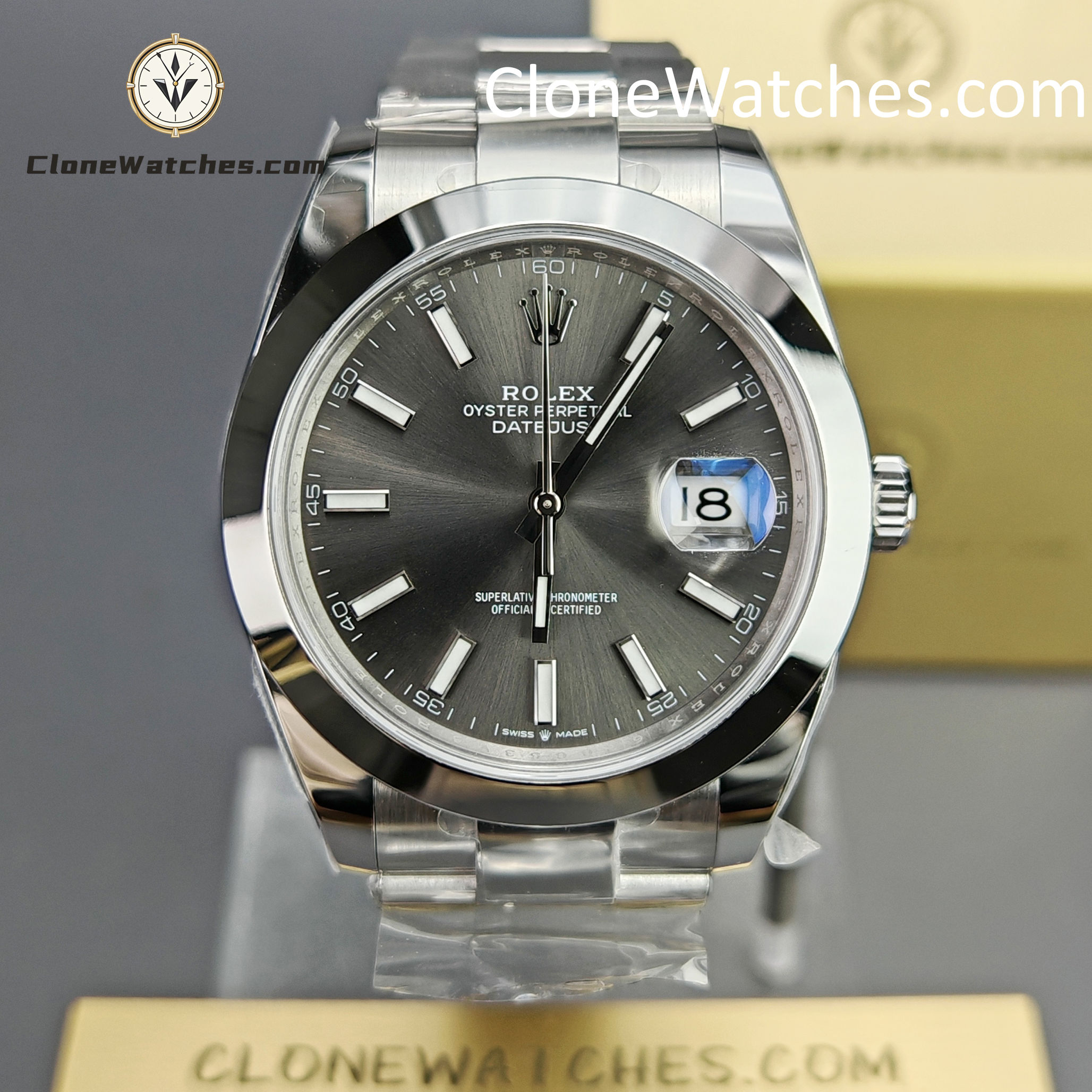 Rolex Super Clone Watches 1:1 DateJust Gray Dial M126300 – 0007 Oyster 41MM 3235 Movement