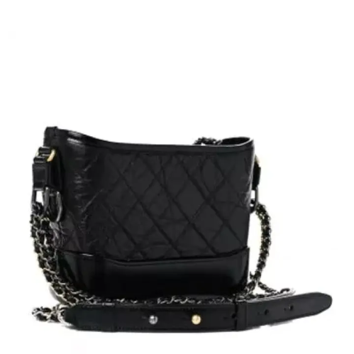CHANEL Aged Calfskin Quilted Small Gabrielle Hobo Black