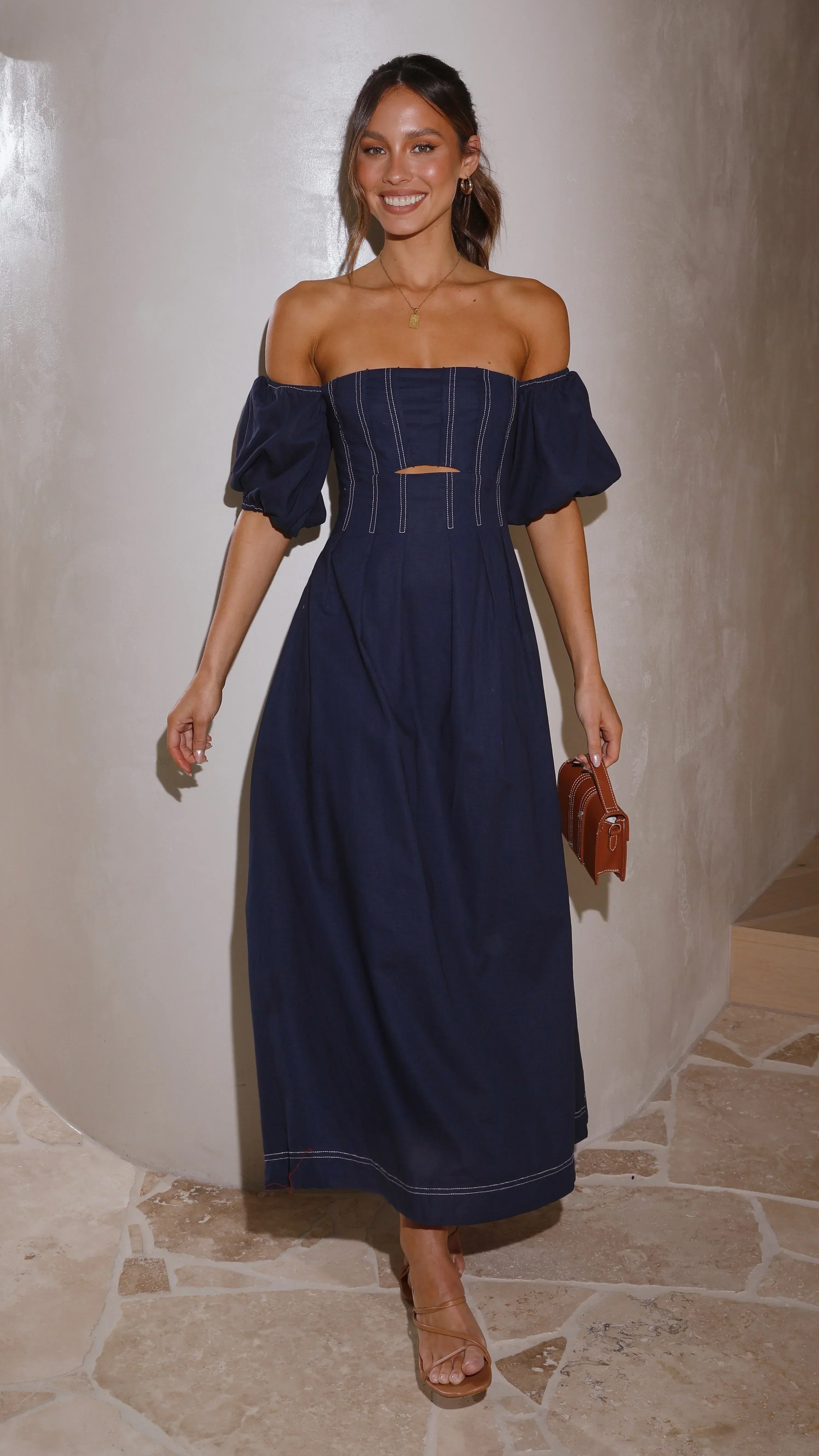 Claira Midi Dress - Navy