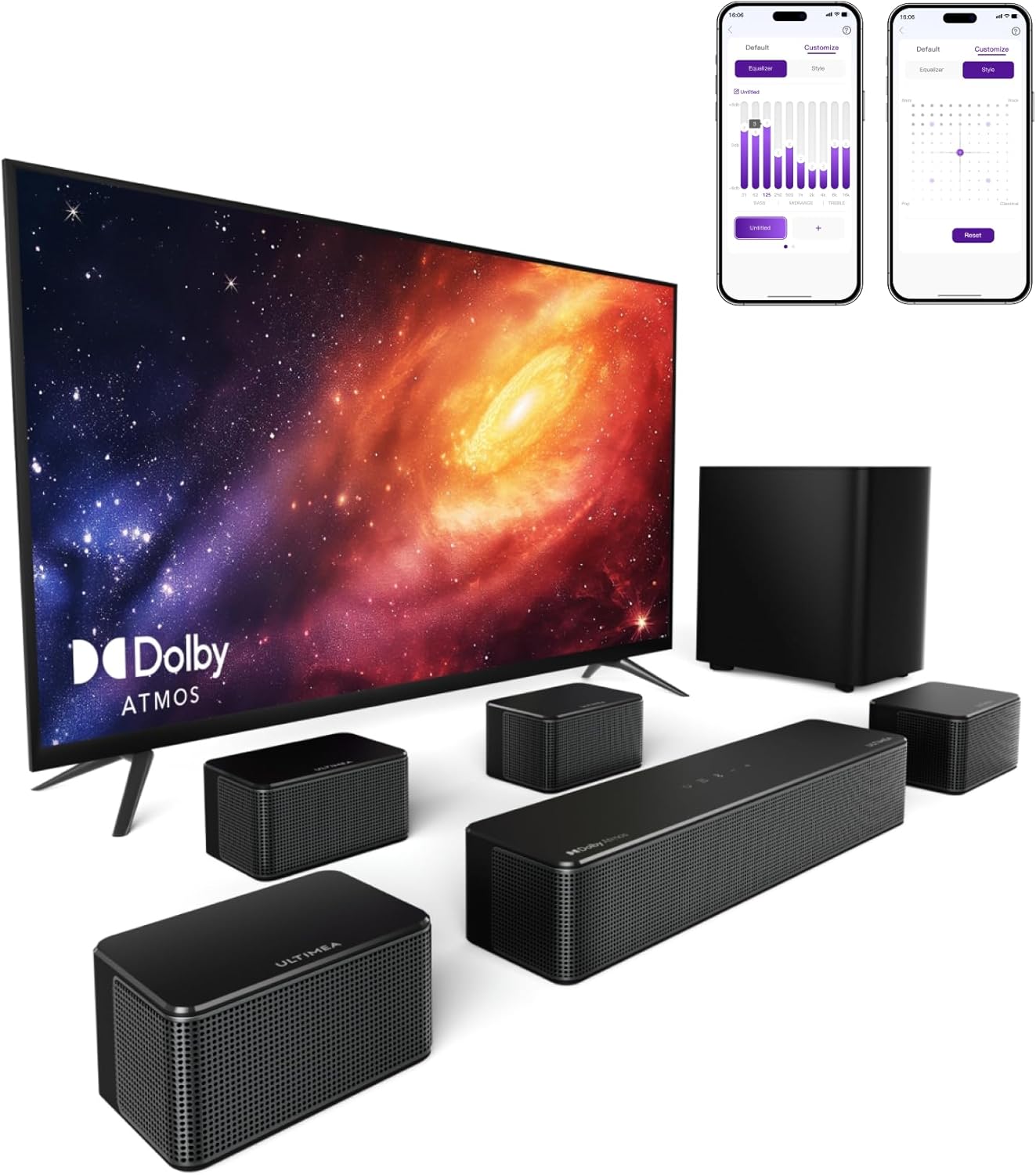 Barre de son TV 7.1 Dolby Atmos 460 W caisson basse sans fil enceintes surround