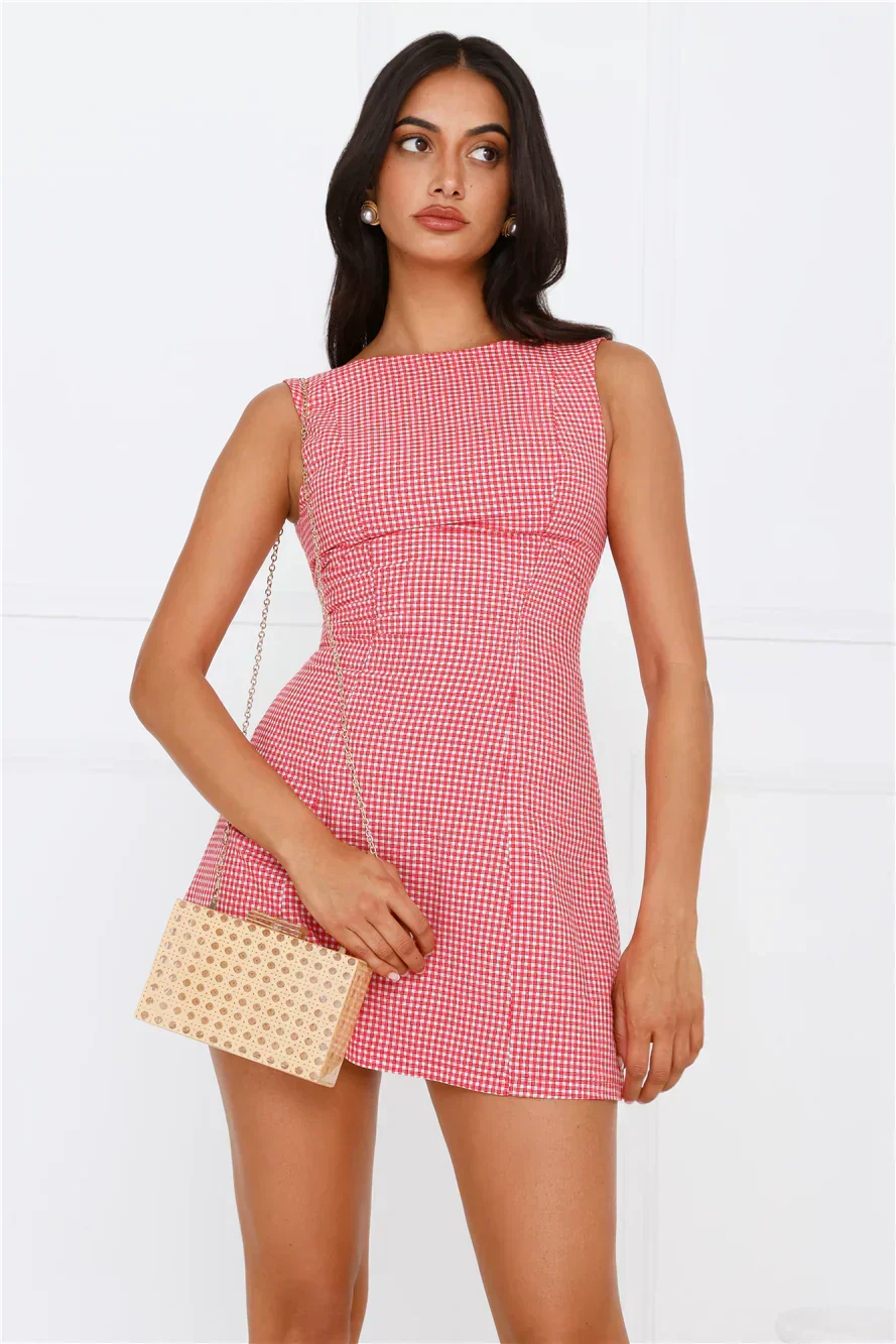 Dream Paddock Gingham Mini Dress Red