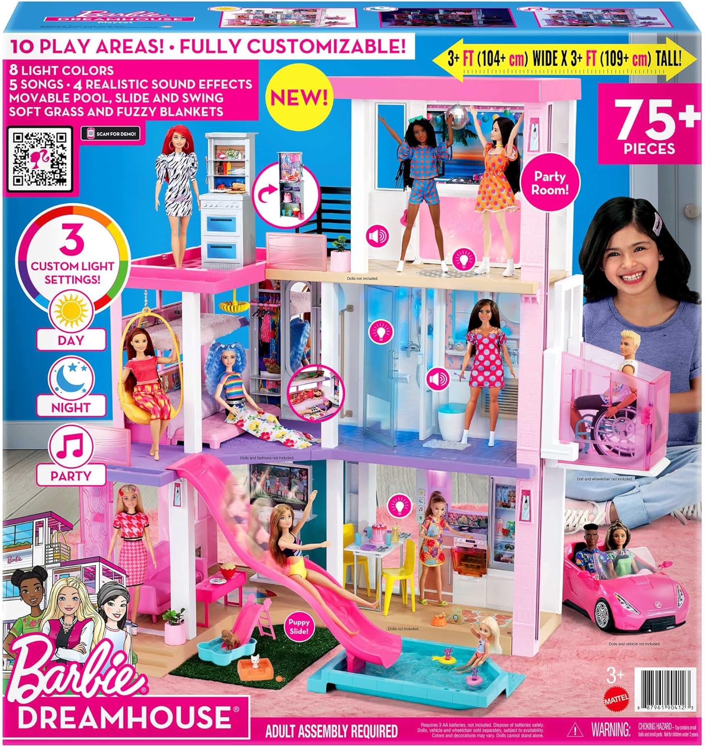 Maison poupées 3 niveaux lumières sons 75 accessoires hauteur 109 cm