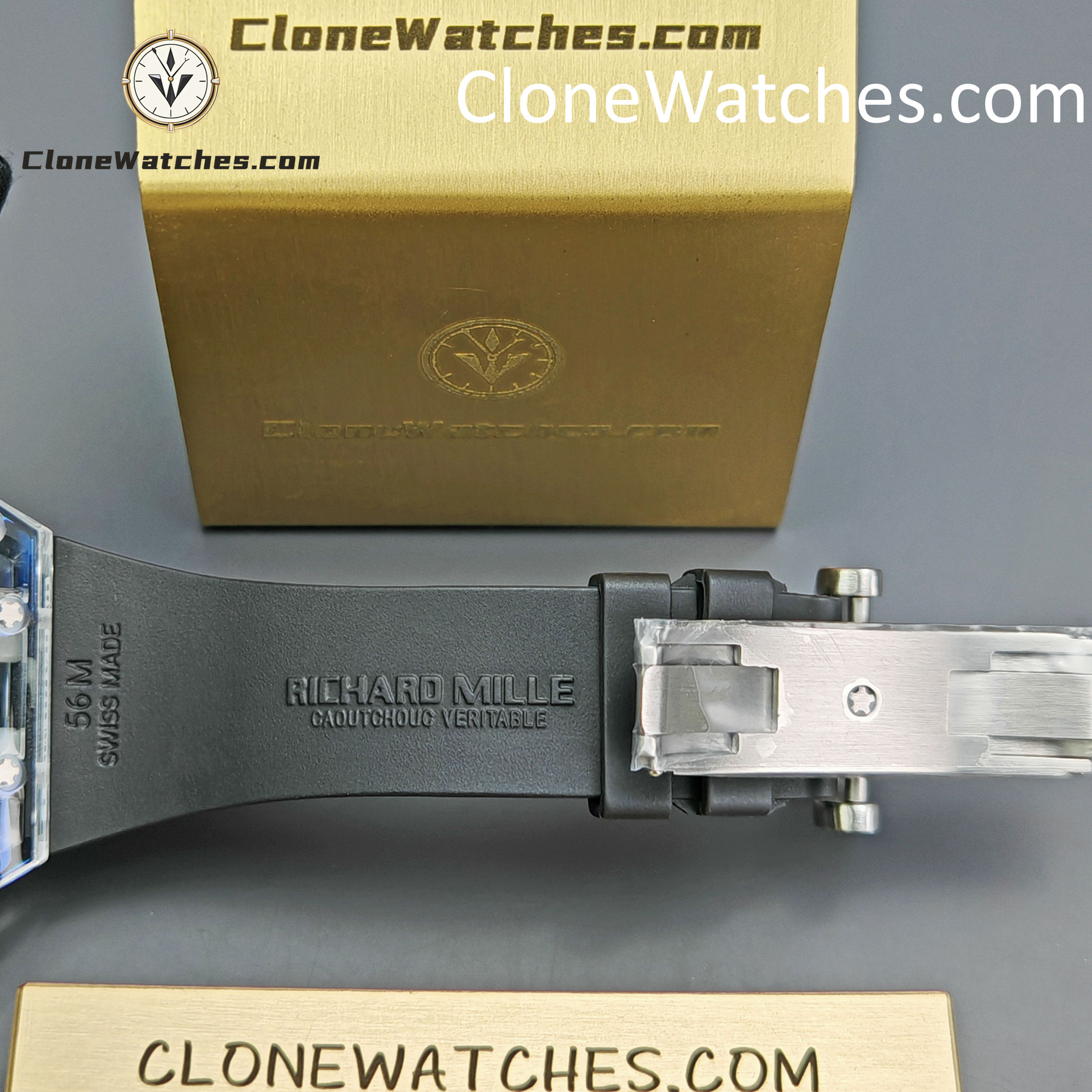 Richard Mille Super Clone Watches 1:1 RM 035 Full Transparent Tourbillon Black Strap