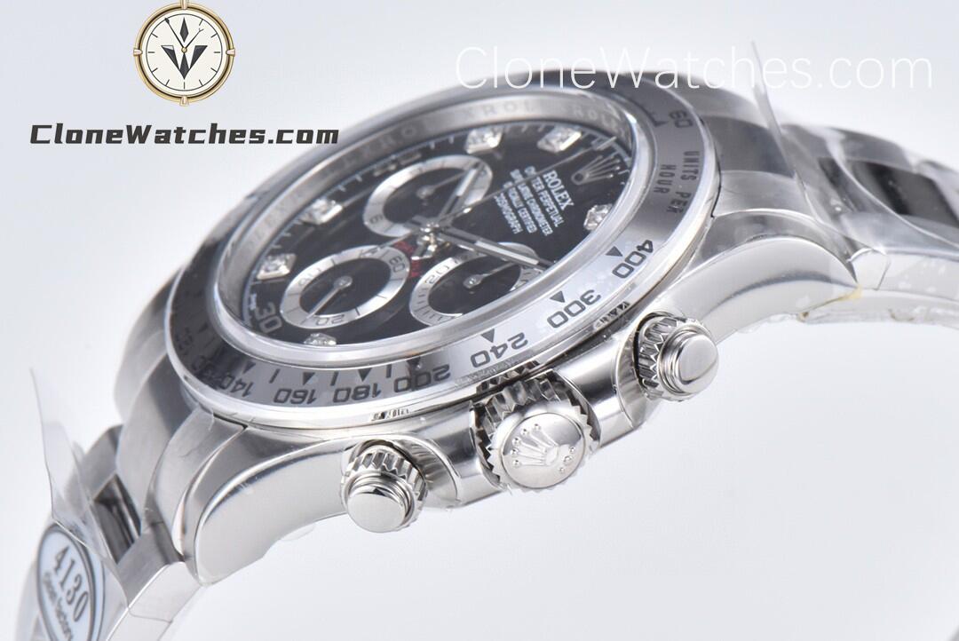Rolex Super Clone Watches 1:1 Daytona Black Diamond Dial M116508-0014 4130 Movement
