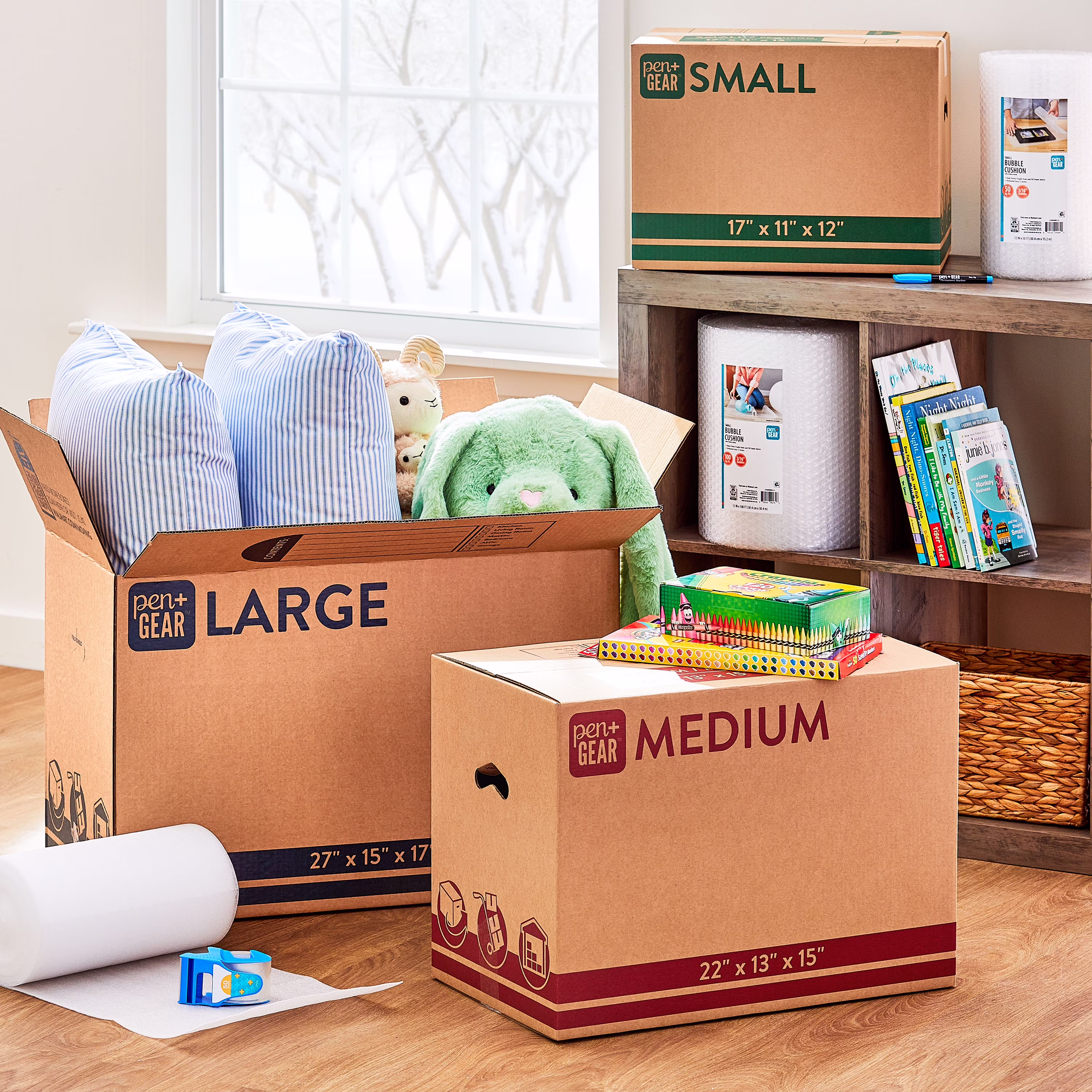 Pen+Gear Large Moving Boxes, 27L x 15W x 17H, Kraft