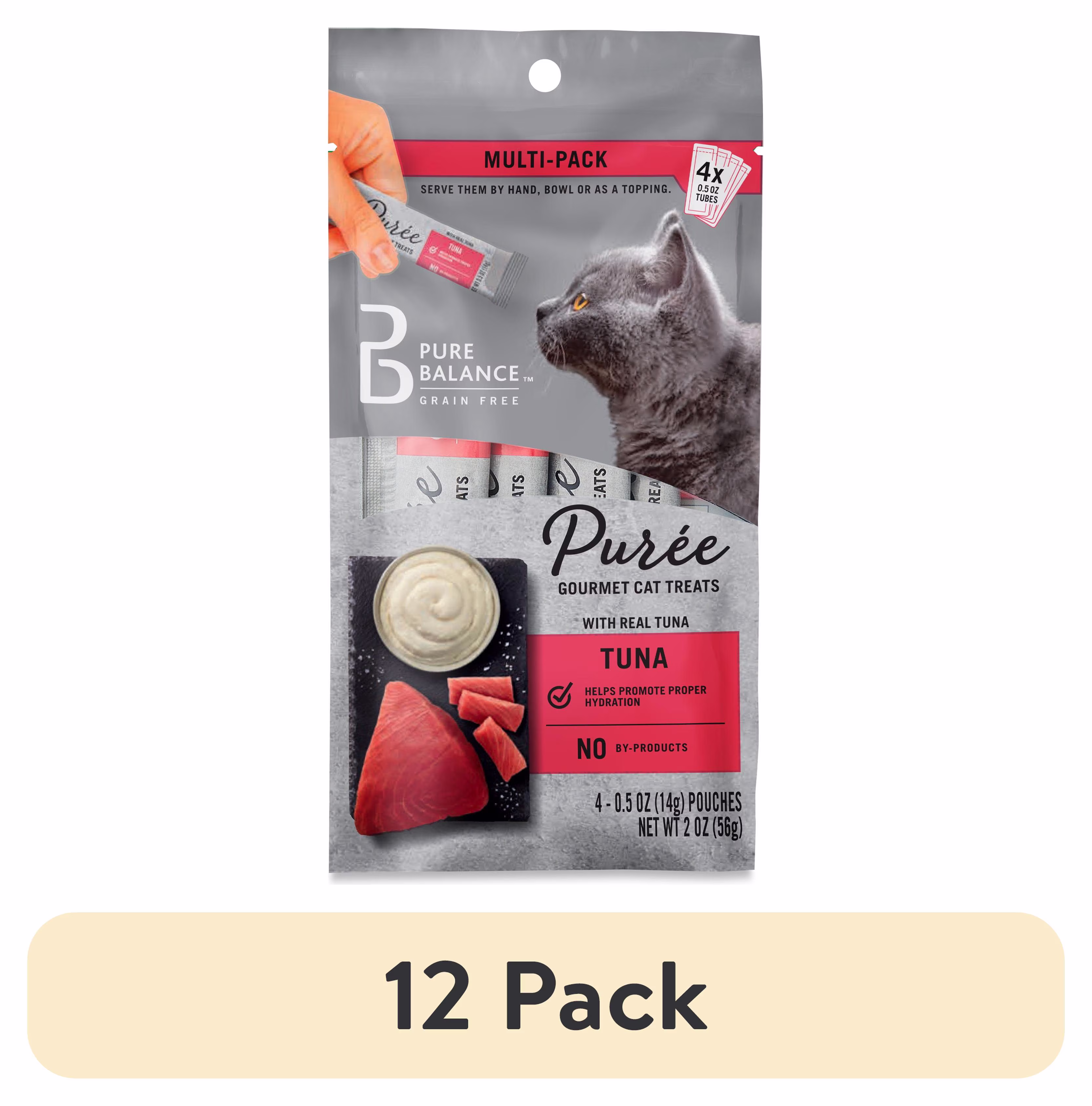 Pure Balance Grain Free Gourmet Wet Cat Treats, Tuna, 0.5 oz Pouches, 4 Count