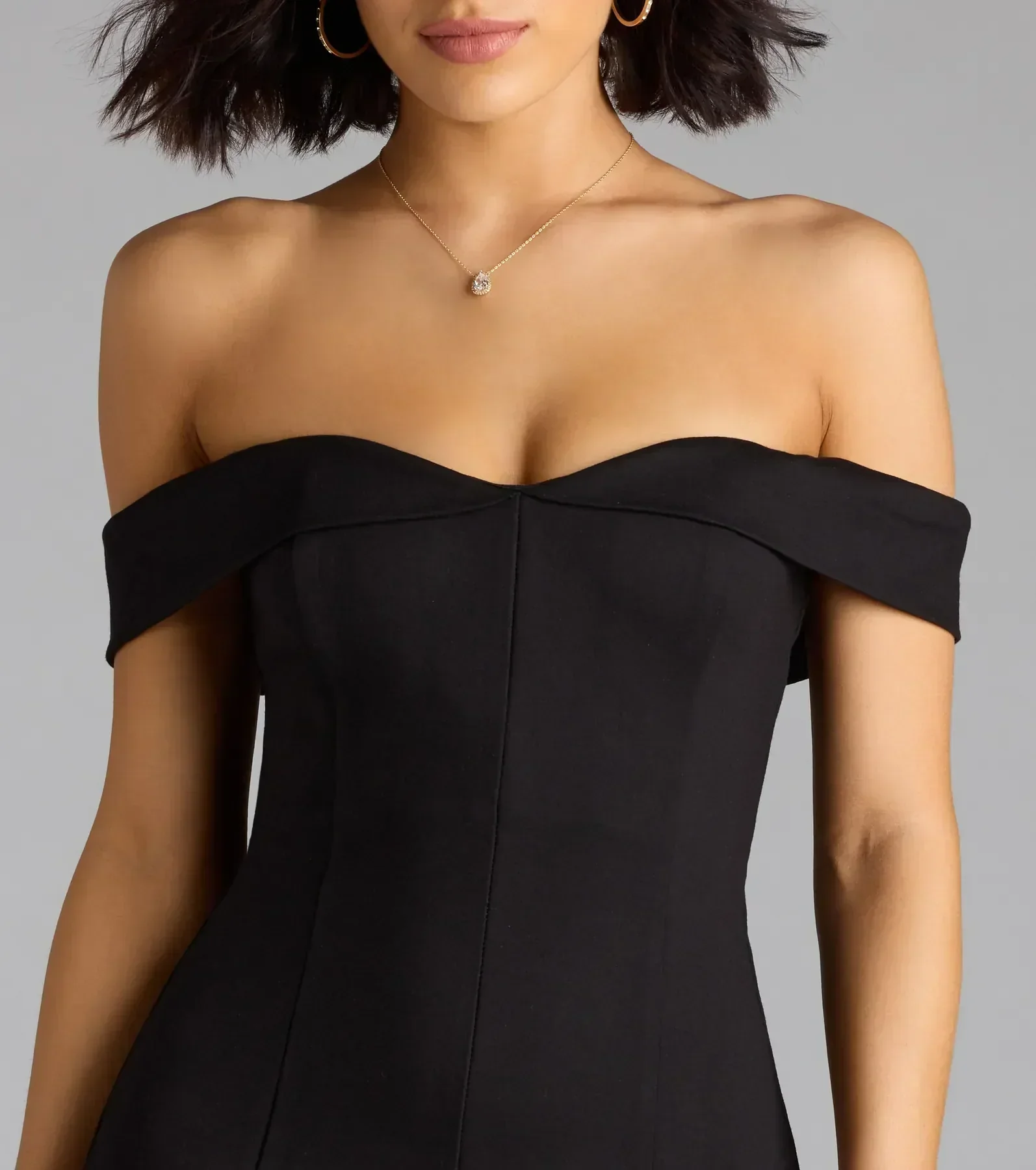 Classic Babe Off-The-Shoulder A-Line Mini Dress