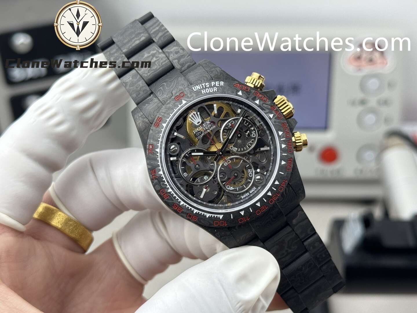 Modified Super Clone Watches 1:1 Rolex Daytona 4130 Super Lightweight Carbon Fiber “Red Tachymeter” 40mm