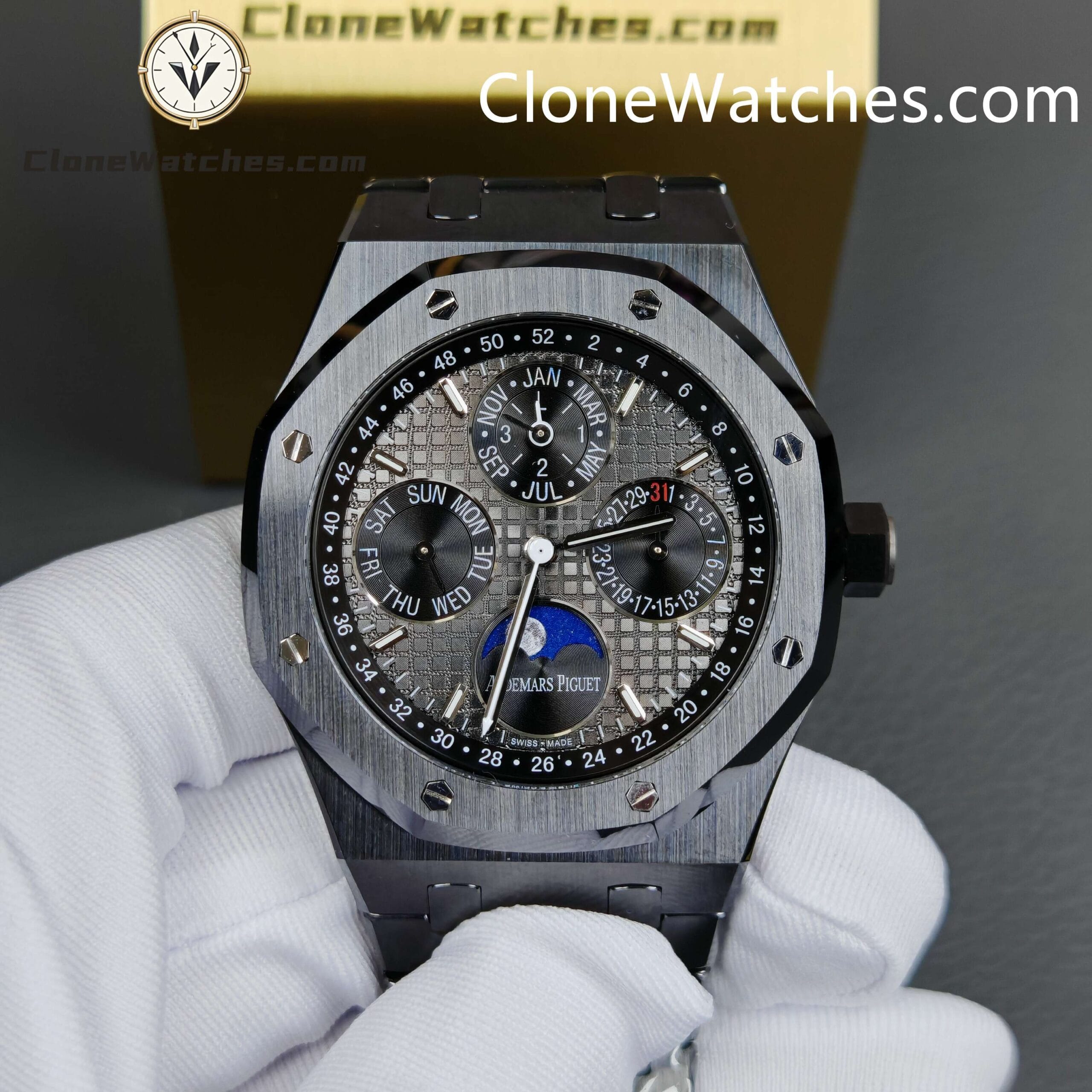 Audemars Piguet Super Clone Watches 1:1 Black Ceramic 26579 True Moon Phase