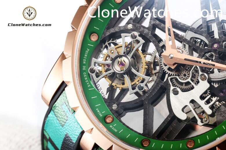 Roger Dubuis Super Clone Watches 1:1 Excalibur Skeleton Tourbillon RDDBEX0939 42MM