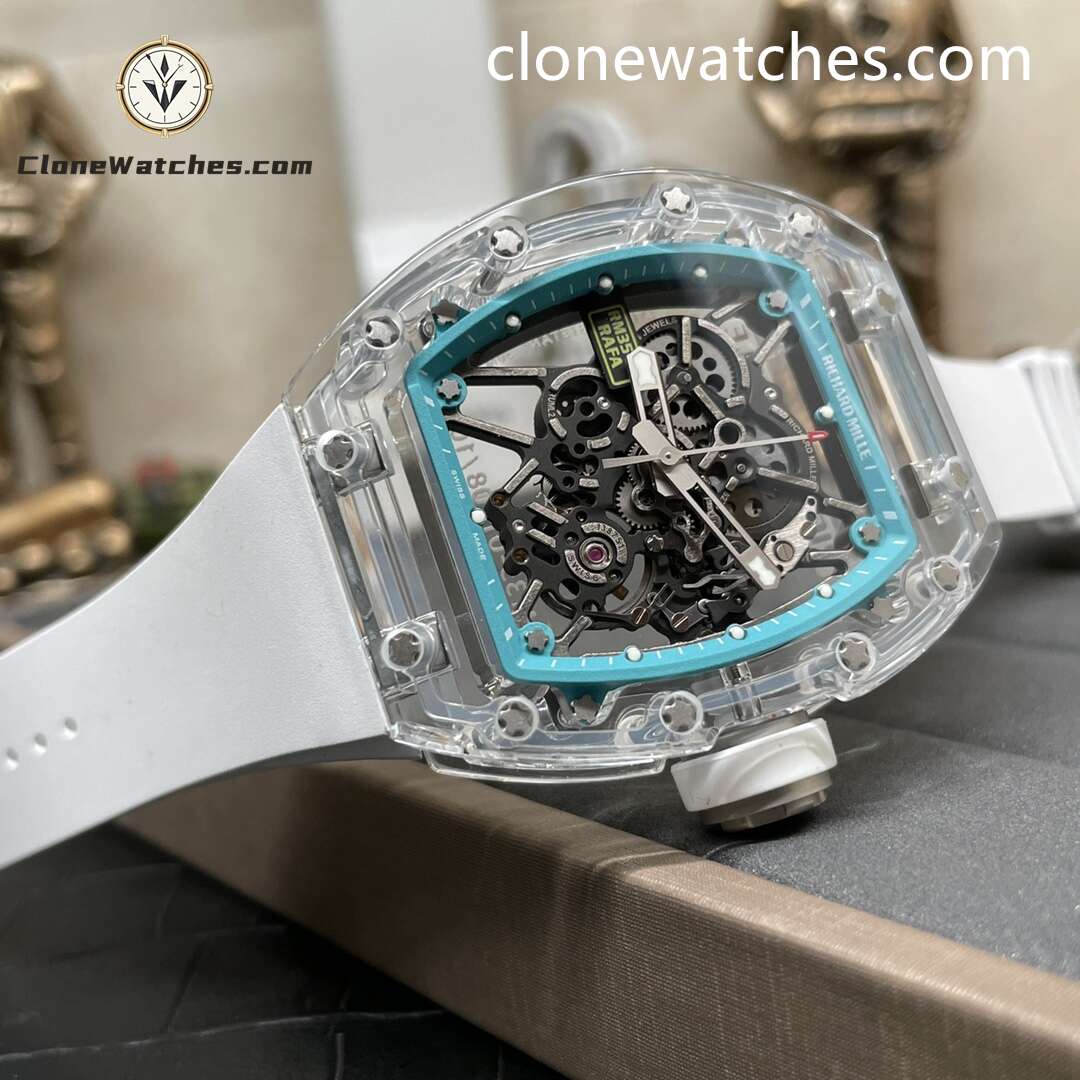Richard Mille Super Clone Watches 1:1 RM 035 Full Transparent Tourbillon White Strap