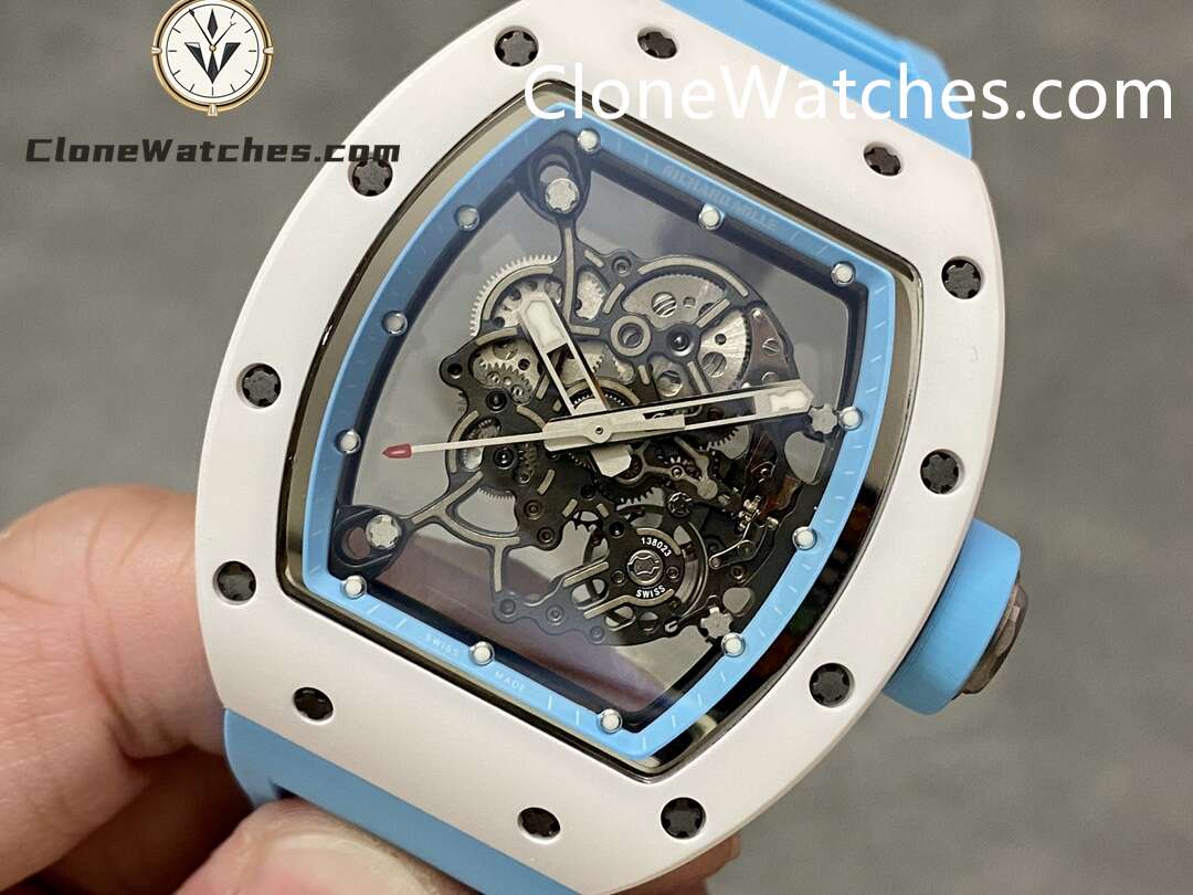 Richard Mille Super Clone Watches 1:1 RM 055 Ceramics Tourbillon Blue Strap