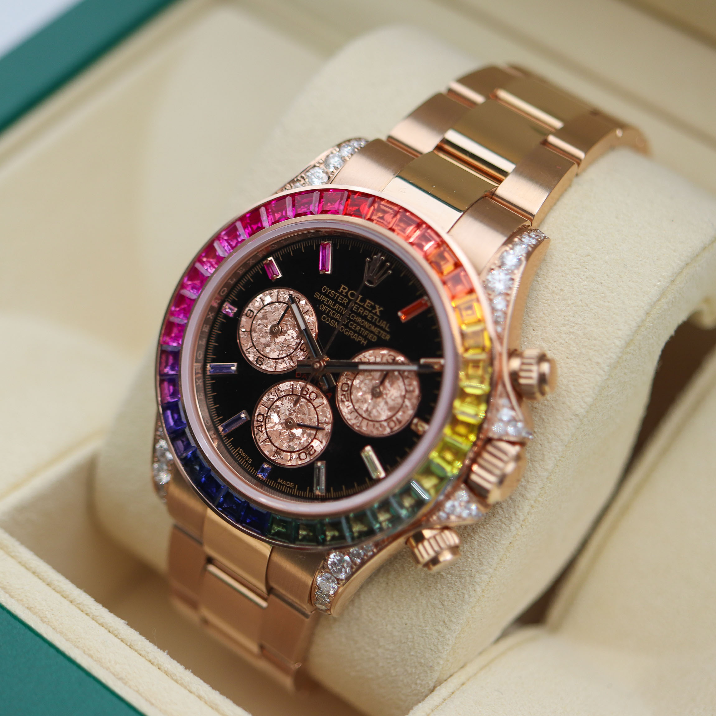 Rolex 116595 Cosmograph Daytona Rainbow 18k Rose Gold