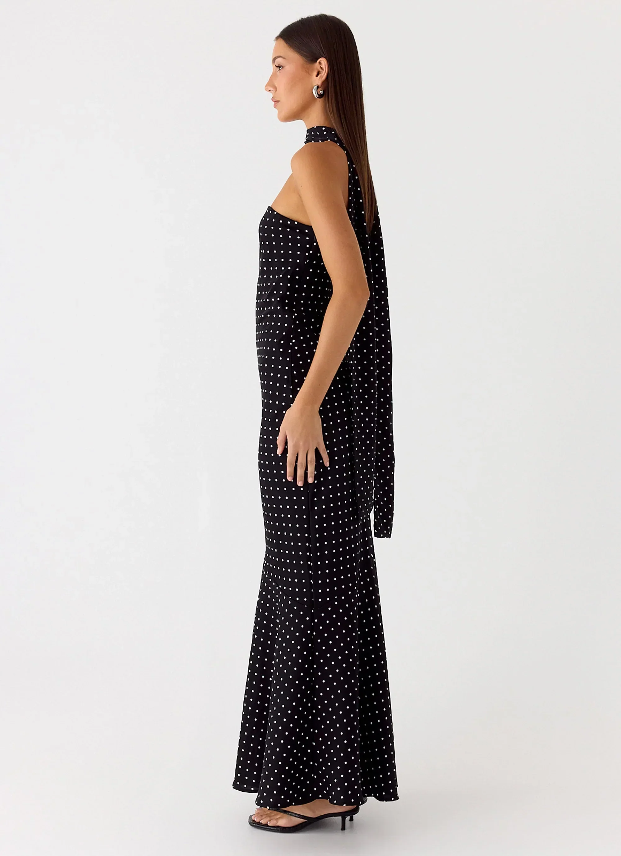 Under The Pagoda Maxi Dress - Black Polkadot