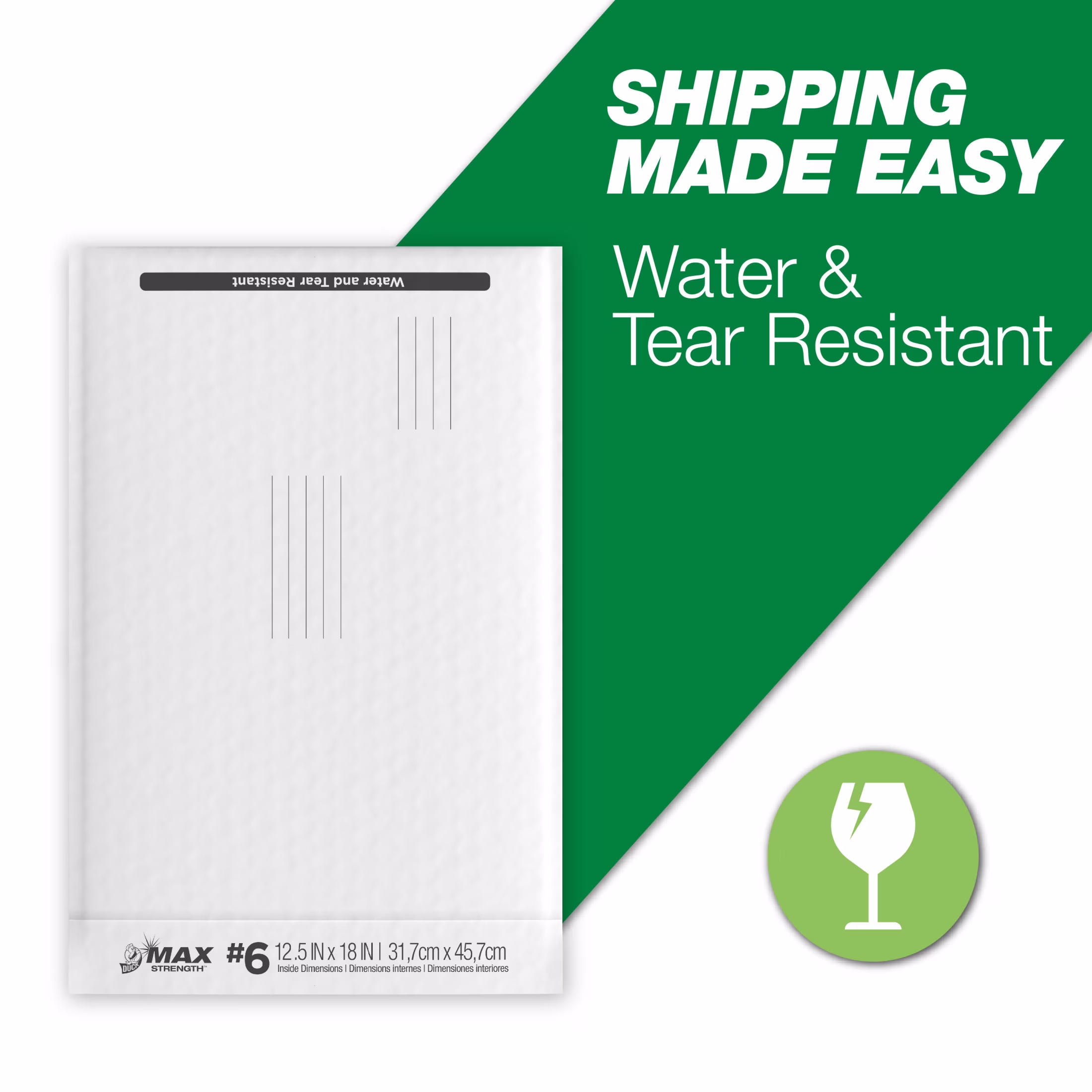 Duck Max Strength Self-Sealing Poly Bubble Mailer #6, 12.5