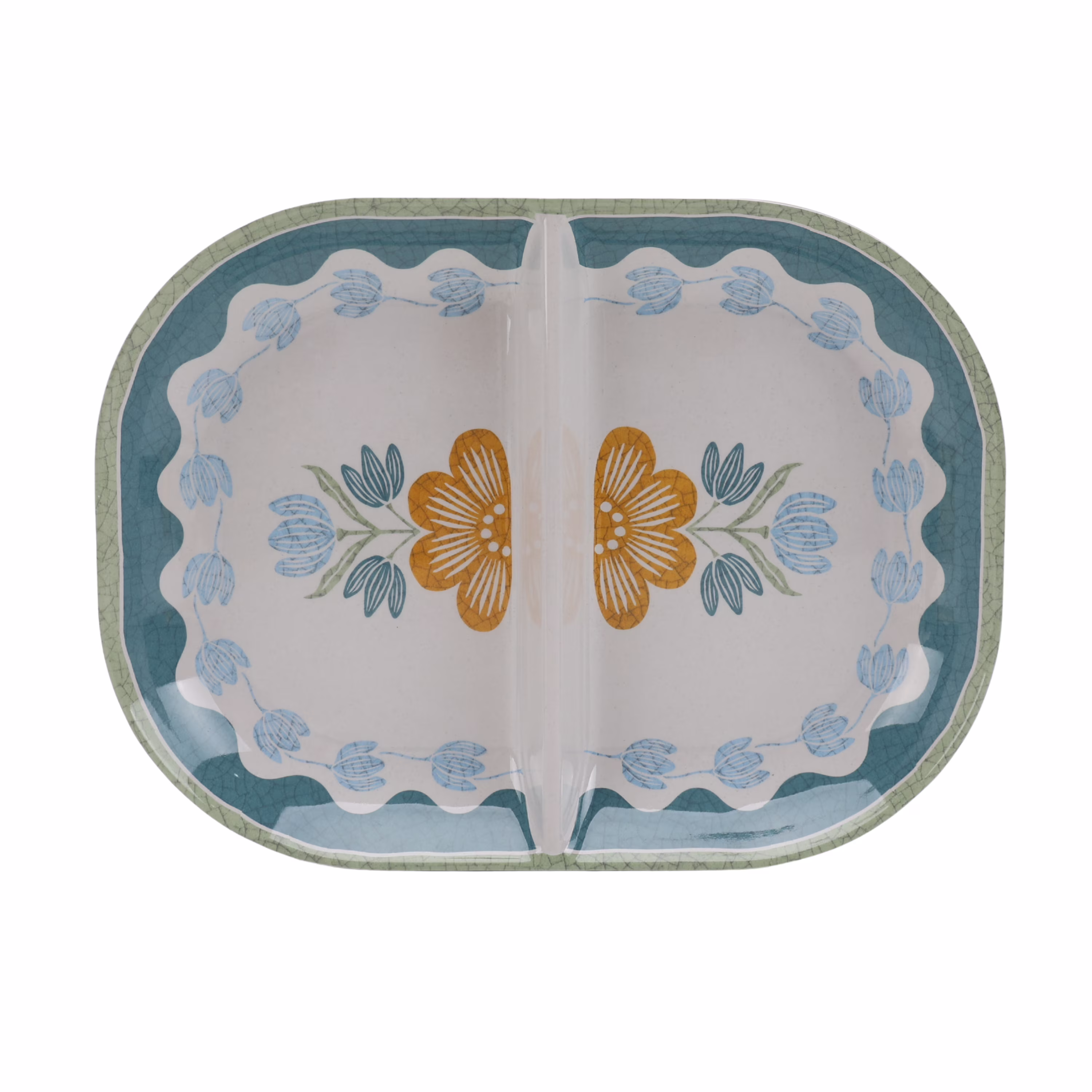 Better Homes & Gardens Divided Serving Tray, Olive Beige, Bamboo Melamine Plastic, Dishwasher Safe, 13.35 in x 10 in