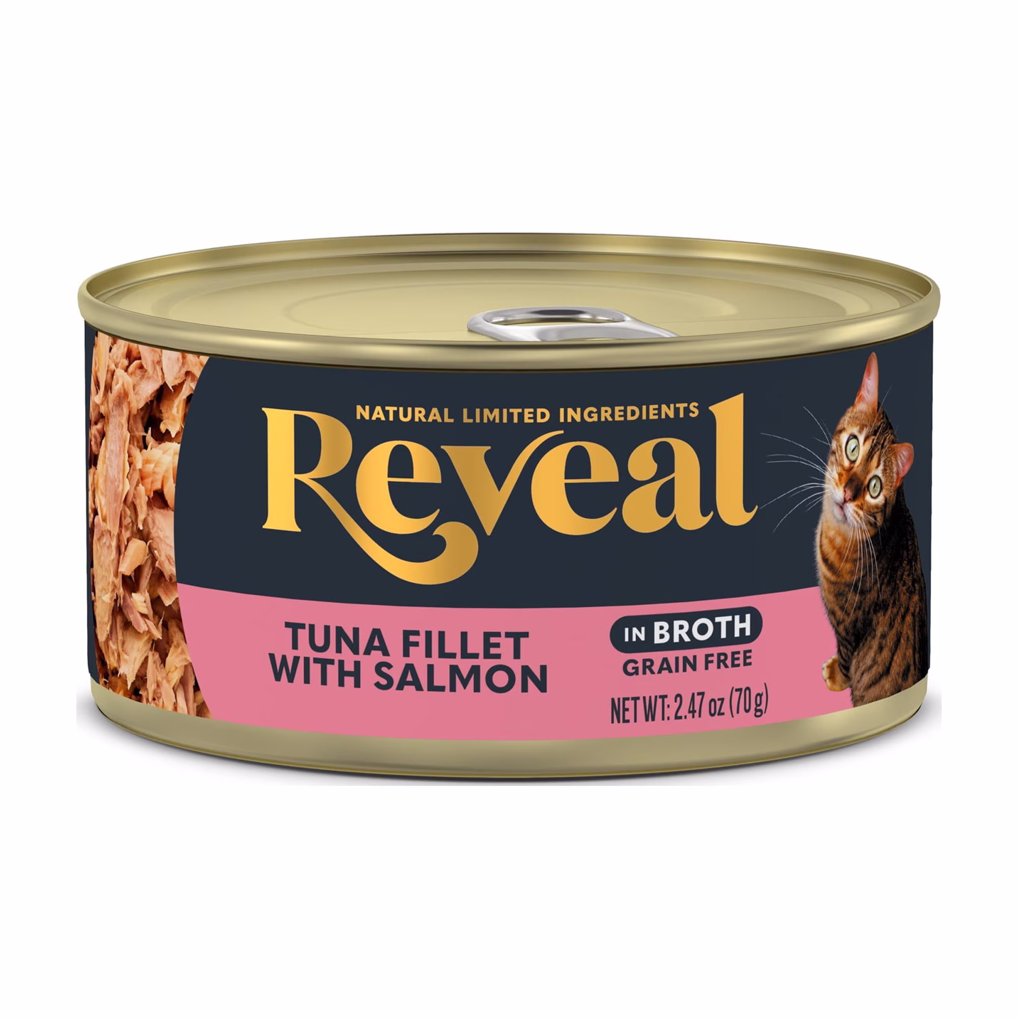 (2 pack) Reveal Natural Wet Cat Food, Tuna Fillet with Salmon in Broth, 2.47 oz Can