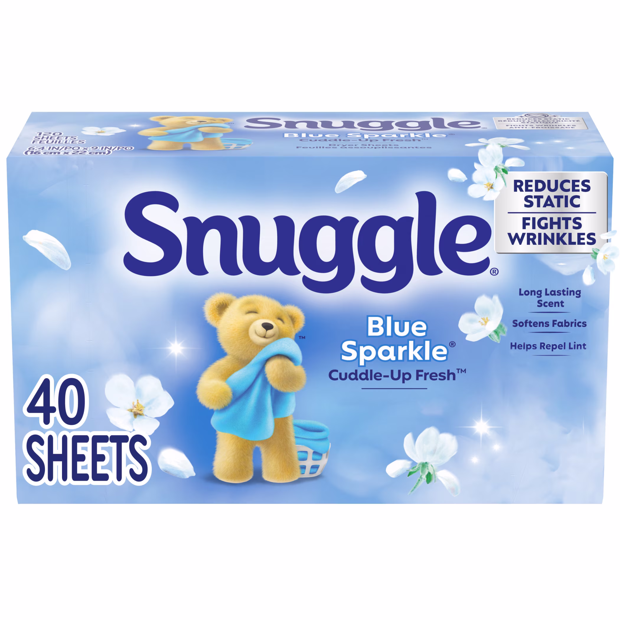 Snuggle Blue Sparkle Cuddle Up Fresh Dryer Sheets, 40 Count