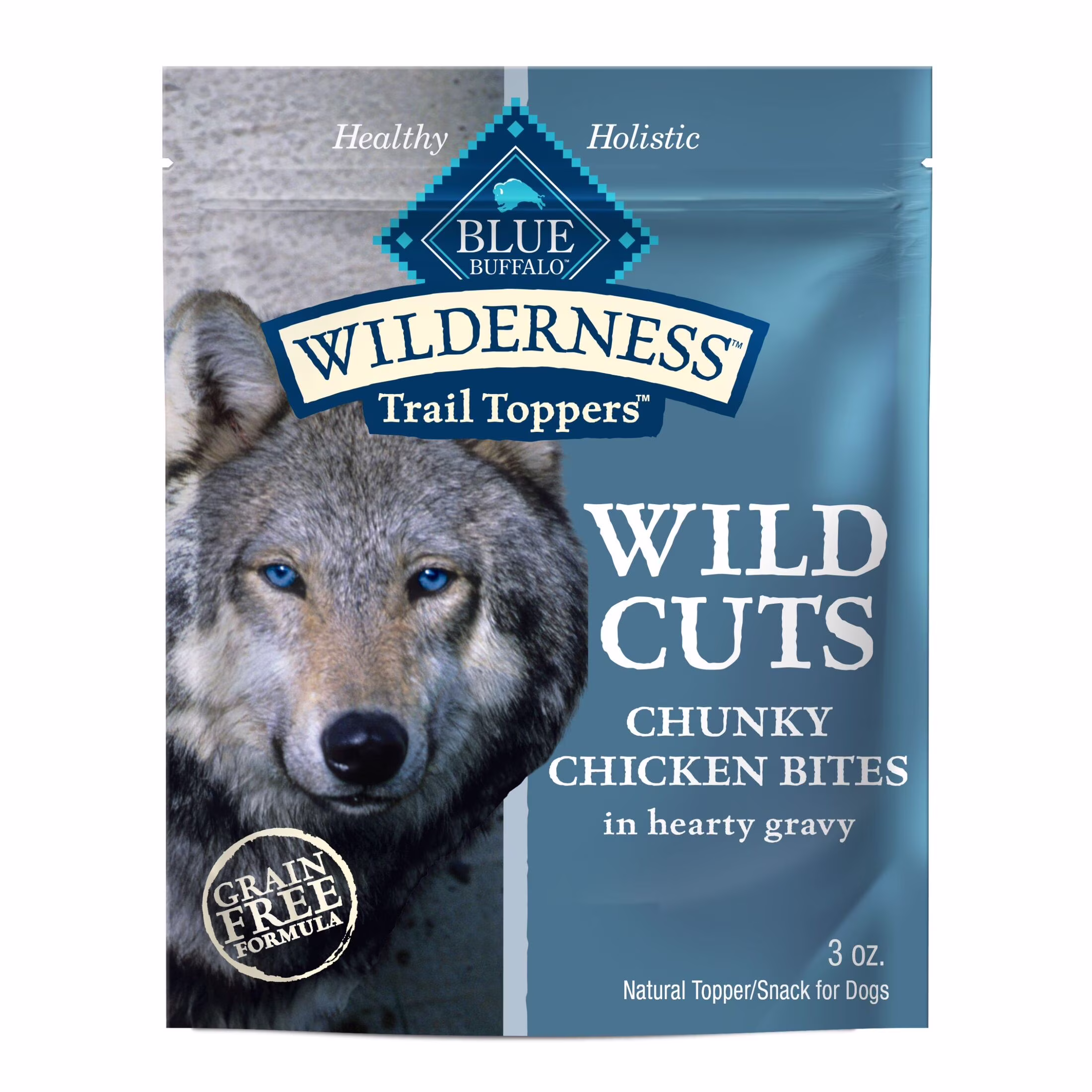 (12 pack) BLUE Wilderness Trail Toppers Dog Wet Food, Chicken Bites in Gravy, 3-oz Pouch