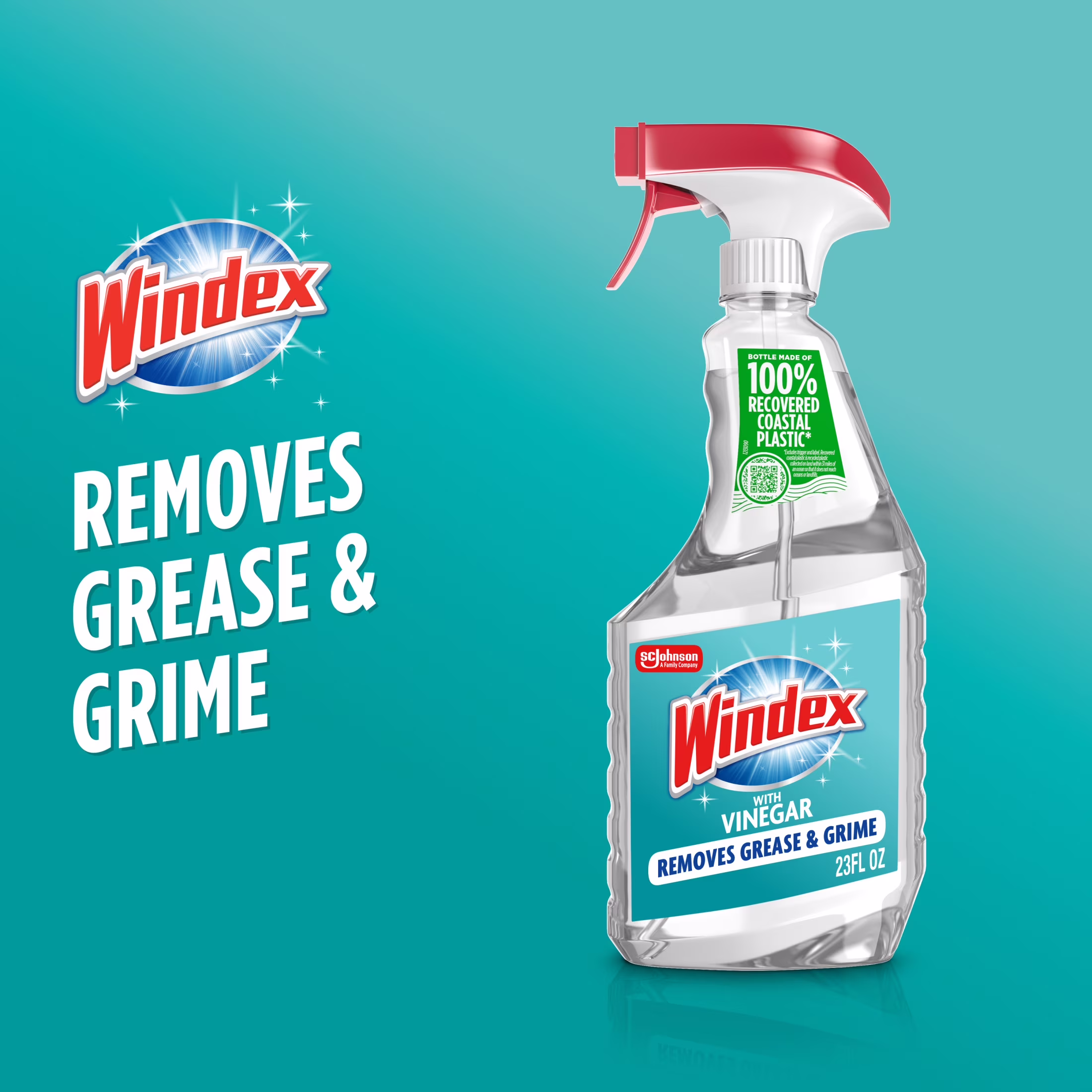 Windex® with Vinegar Glass Cleaner, Spray Bottle, 23 fl oz