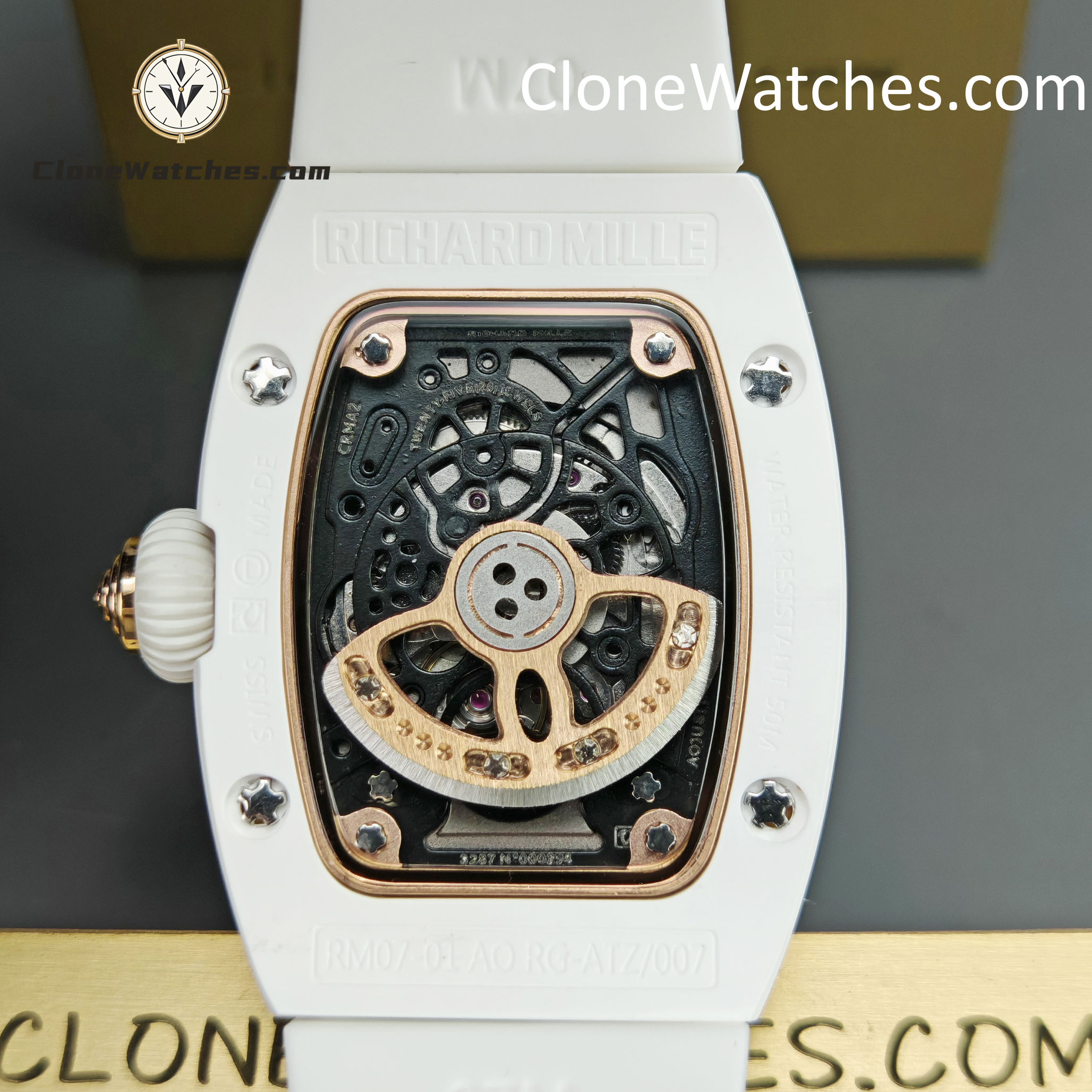 Richard Mille Super Clone Watches 1:1 RM 07 – 01 White Ceramic Marshmallow Dial White Strap