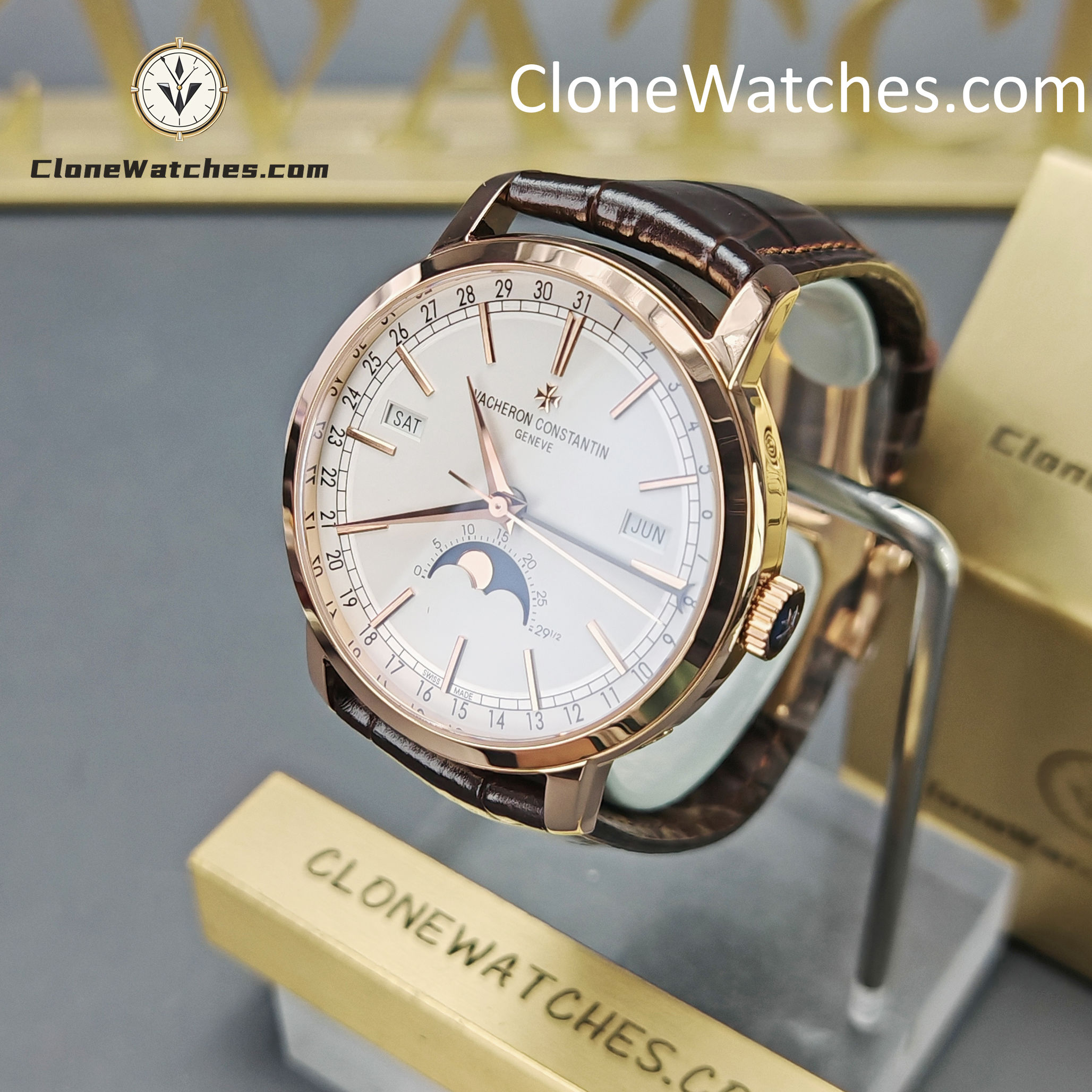 Vacheron Constantin Super Clone Watches 1:1 Traditionnelle Rose Gold 4010T/000R-B344 White Dial