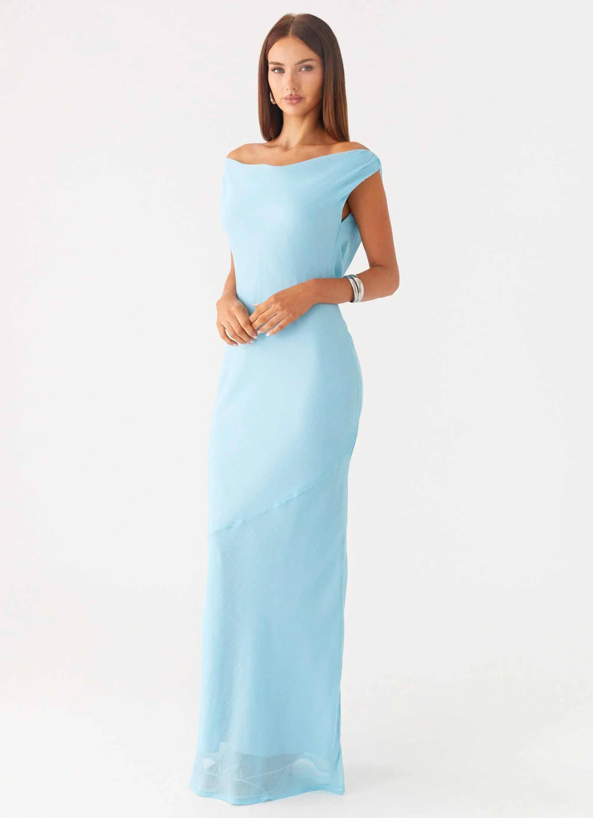 Brittany Chiffon Maxi Dress - Turquoise