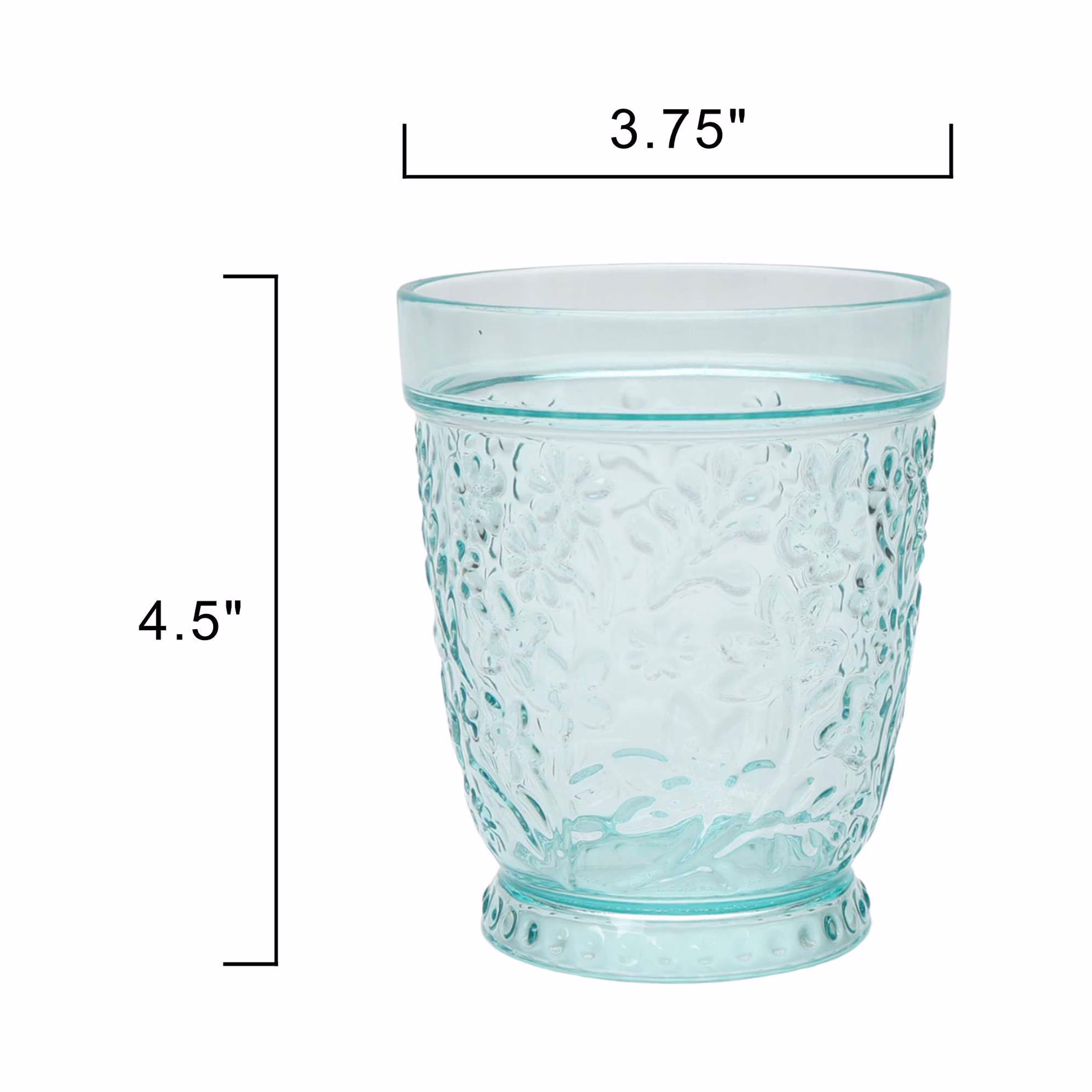 (2 pack) The Pioneer Woman Ditsy 16 oz Embossed Tritan Plastic Tumbler, Teal