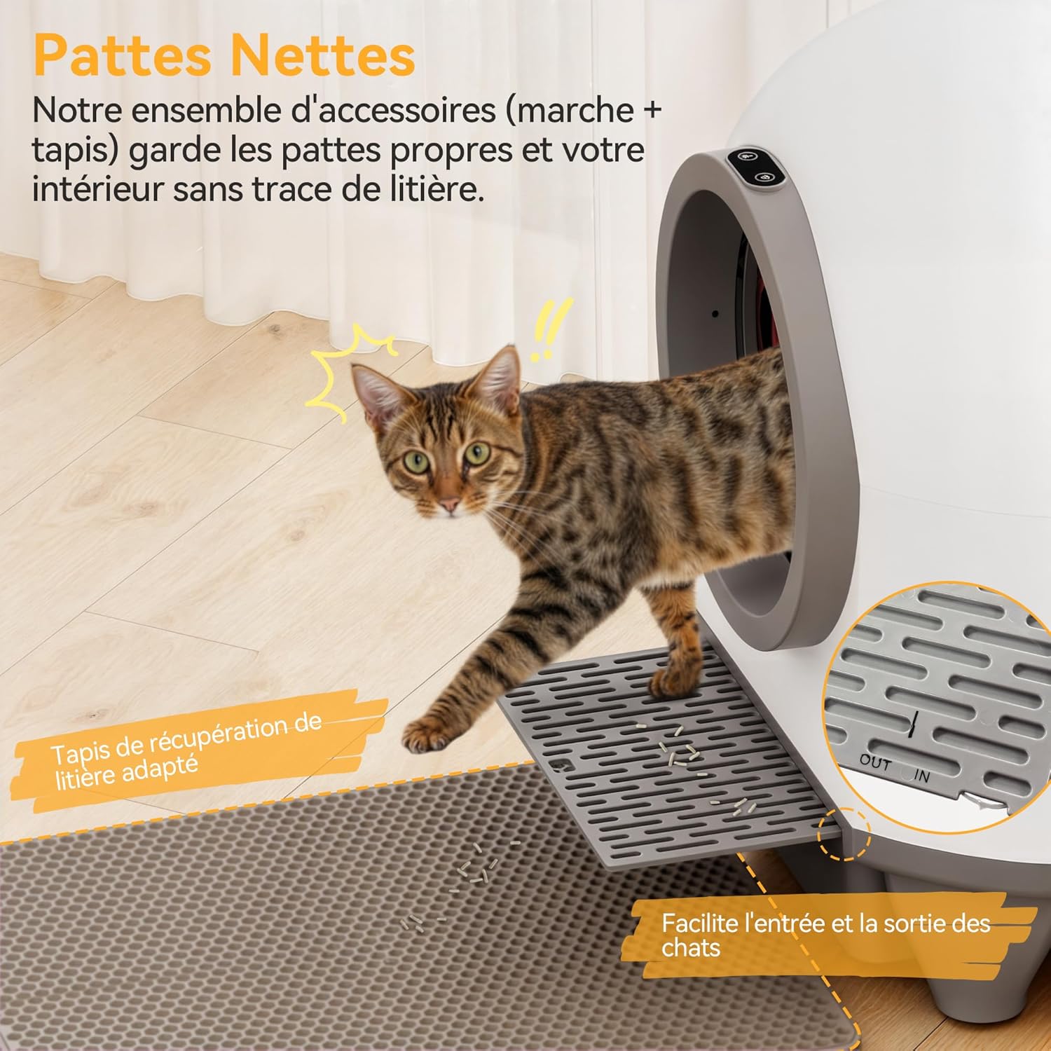 Litière chat autonettoyante 90 L contrôle appli capteurs multiples grands chats