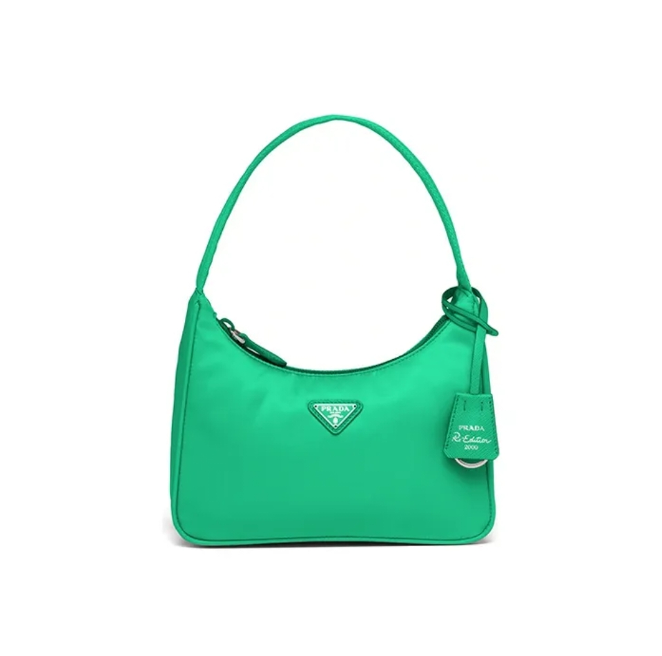 Prada hobo bag green bags nylon leather