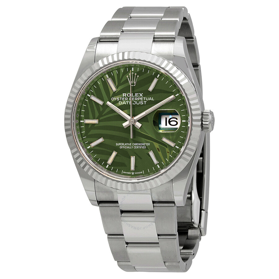 Rolex Datejust 36 Automatic Chronometer Green Palm Motif Watch 126234GNSPLMO（Lifetime free warranty+90-days replacement service & Refund!.）
