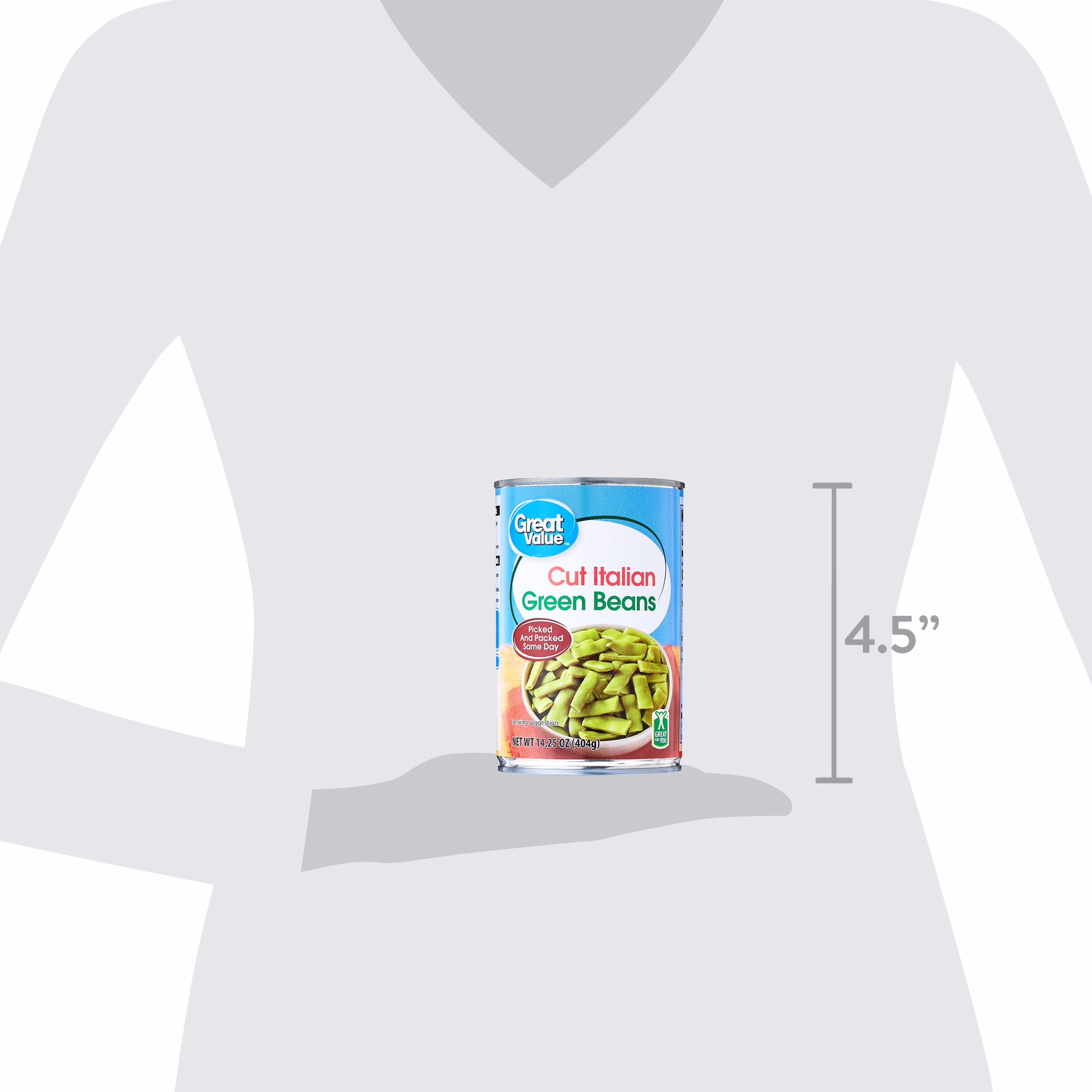 (12 pack) Great Value Cut Italian Green Beans, Gluten-Free, 14.5 oz Can