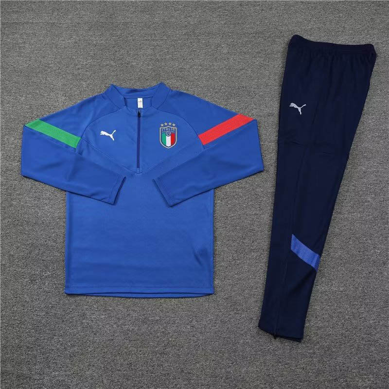 2022/2023 Italy Half-Pull Training Suit Blue Soccer Shirt Set